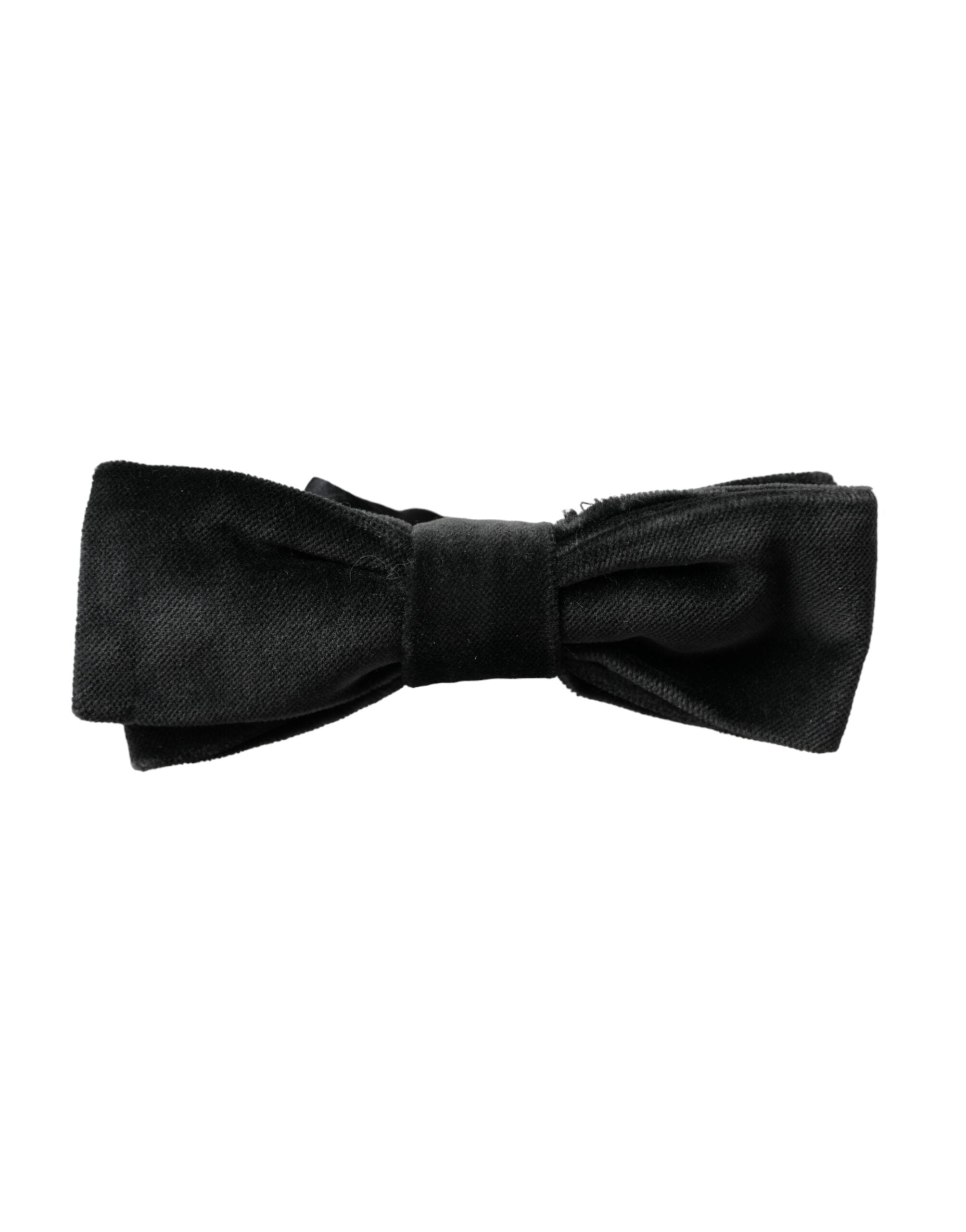 Dolce & Gabbana Black Velvet Cotton Adjustable Neck Men Bow Tie - ACCEXO