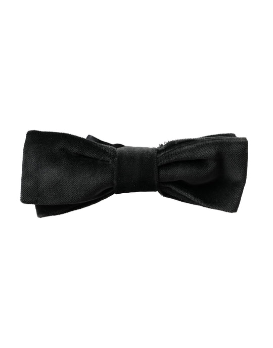 Dolce & Gabbana Black Velvet Cotton Adjustable Neck Men Bow Tie