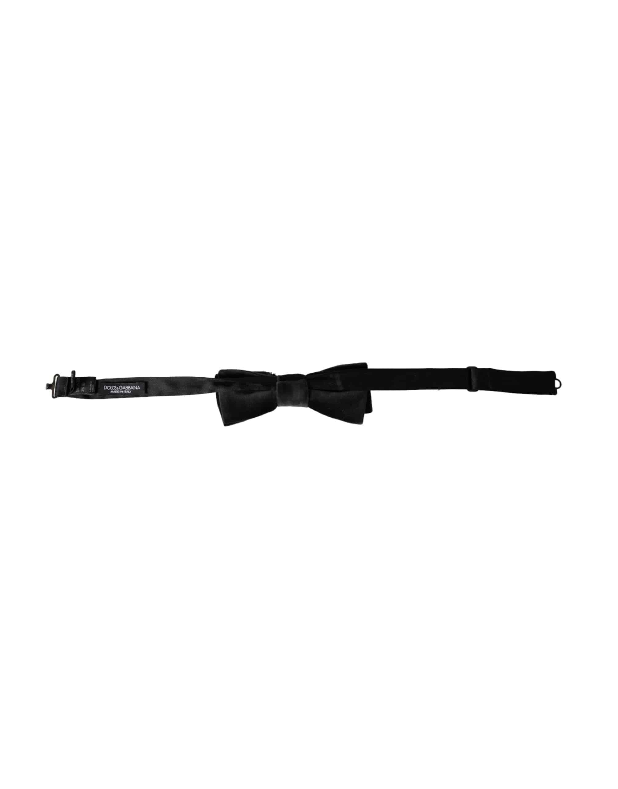 Dolce & Gabbana Black Velvet Cotton Adjustable Neck Men Bow Tie - ACCEXO
