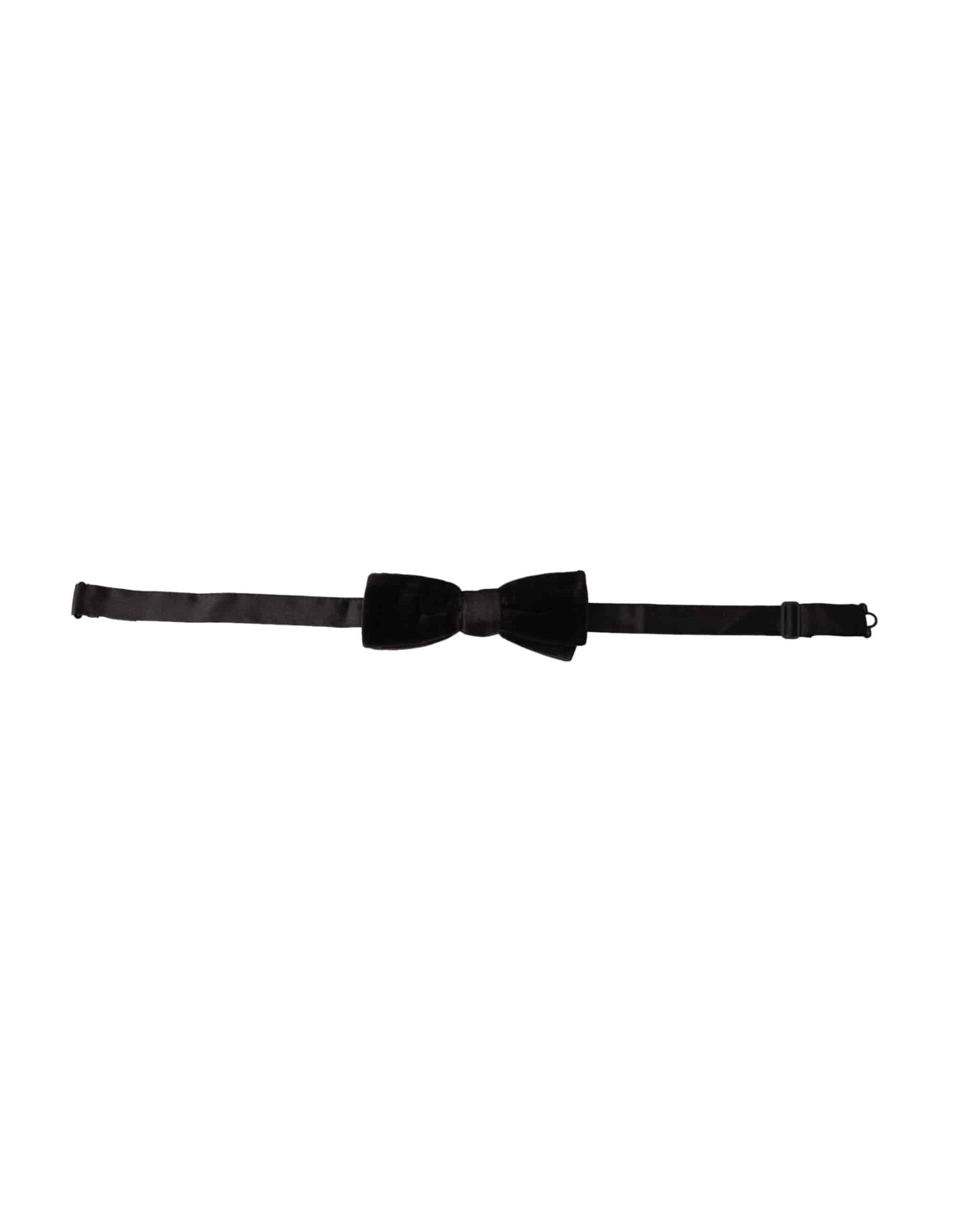 Dolce & Gabbana Black Velvet Cotton Adjustable Neck Men Bow Tie - ACCEXO