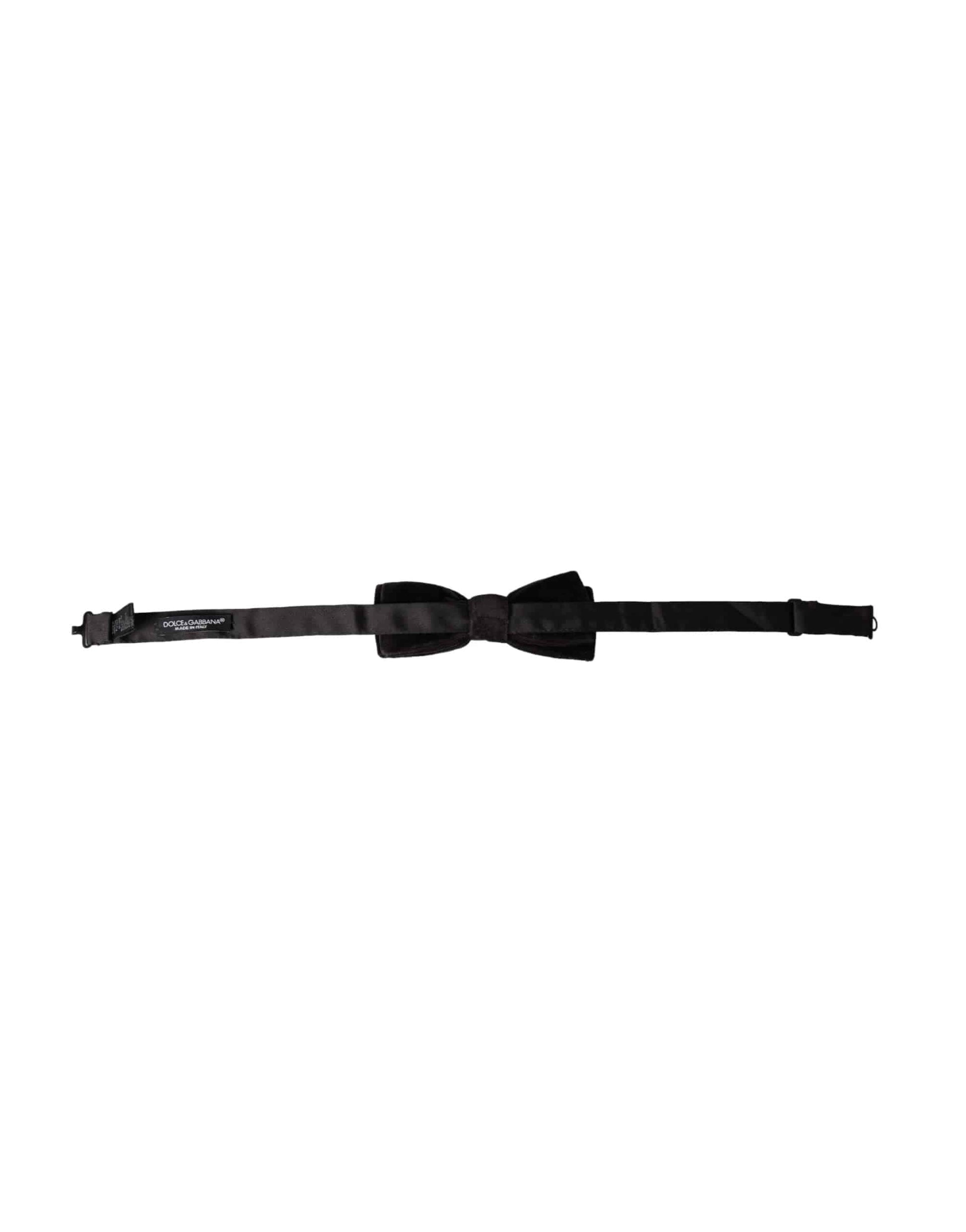 Dolce & Gabbana Black Velvet Cotton Adjustable Neck Men Bow Tie - ACCEXO