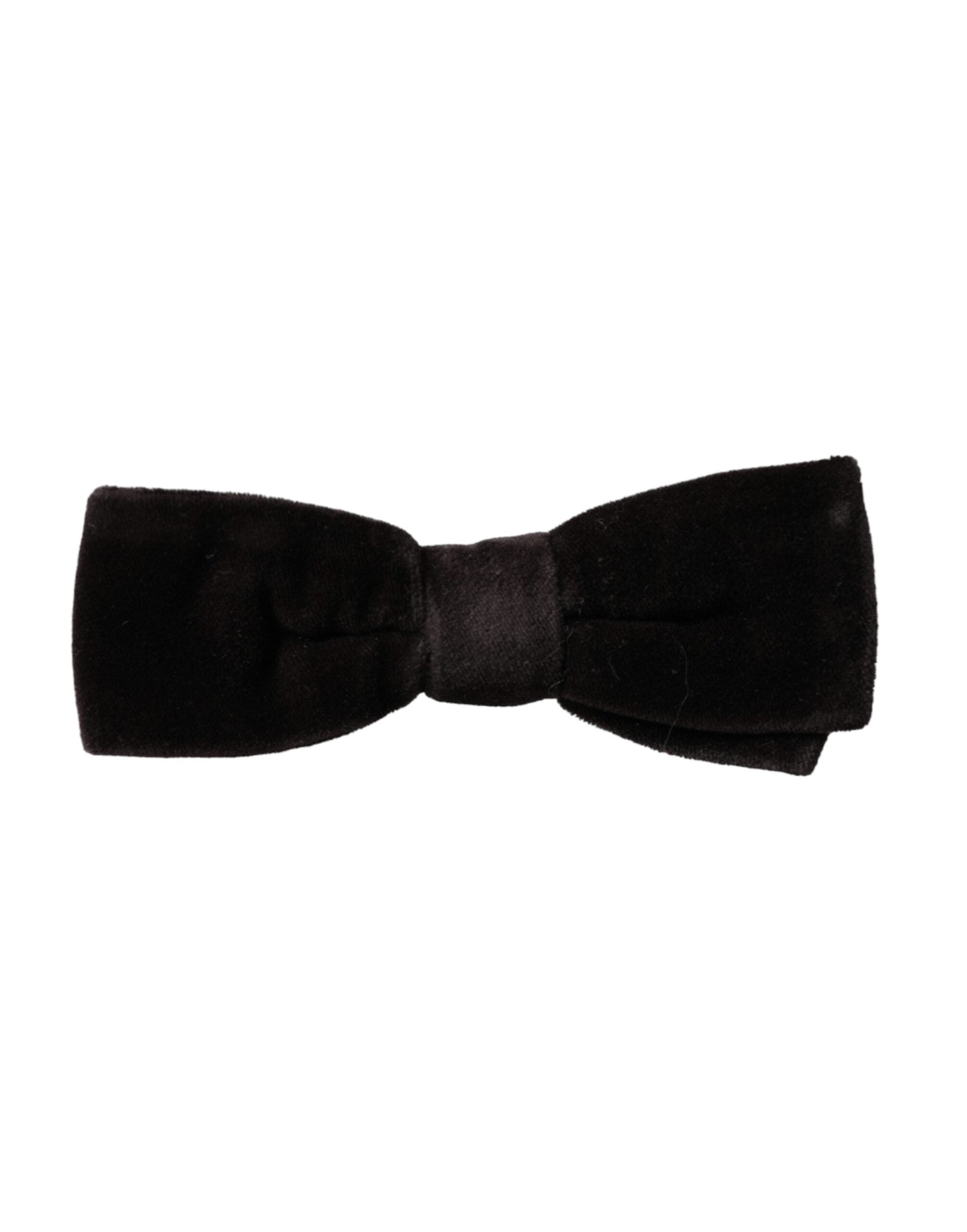 Dolce & Gabbana Black Velvet Cotton Adjustable Neck Men Bow Tie - ACCEXO