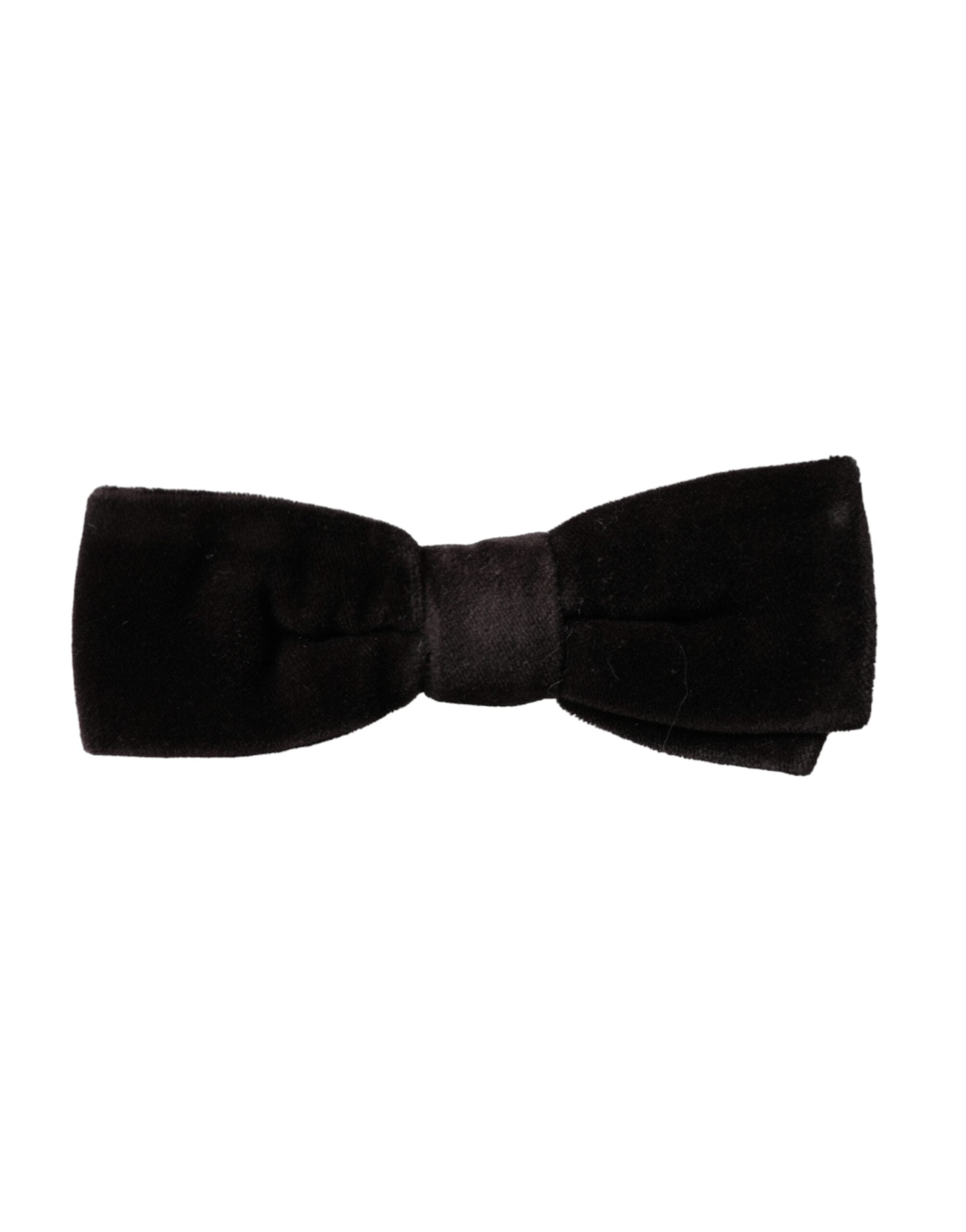 Dolce & Gabbana Black Velvet Cotton Adjustable Neck Men Bow Tie - ACCEXO