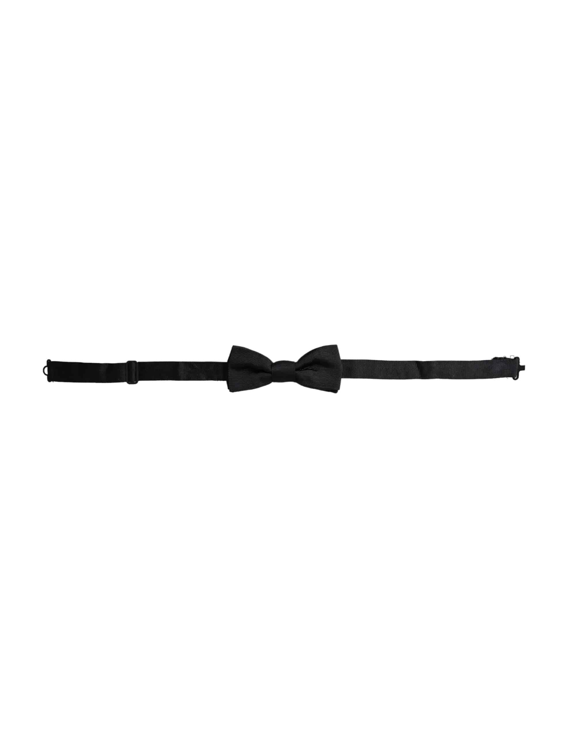 Dolce & Gabbana Black Silk Adjustable Neck Men Bow Tie - ACCEXO