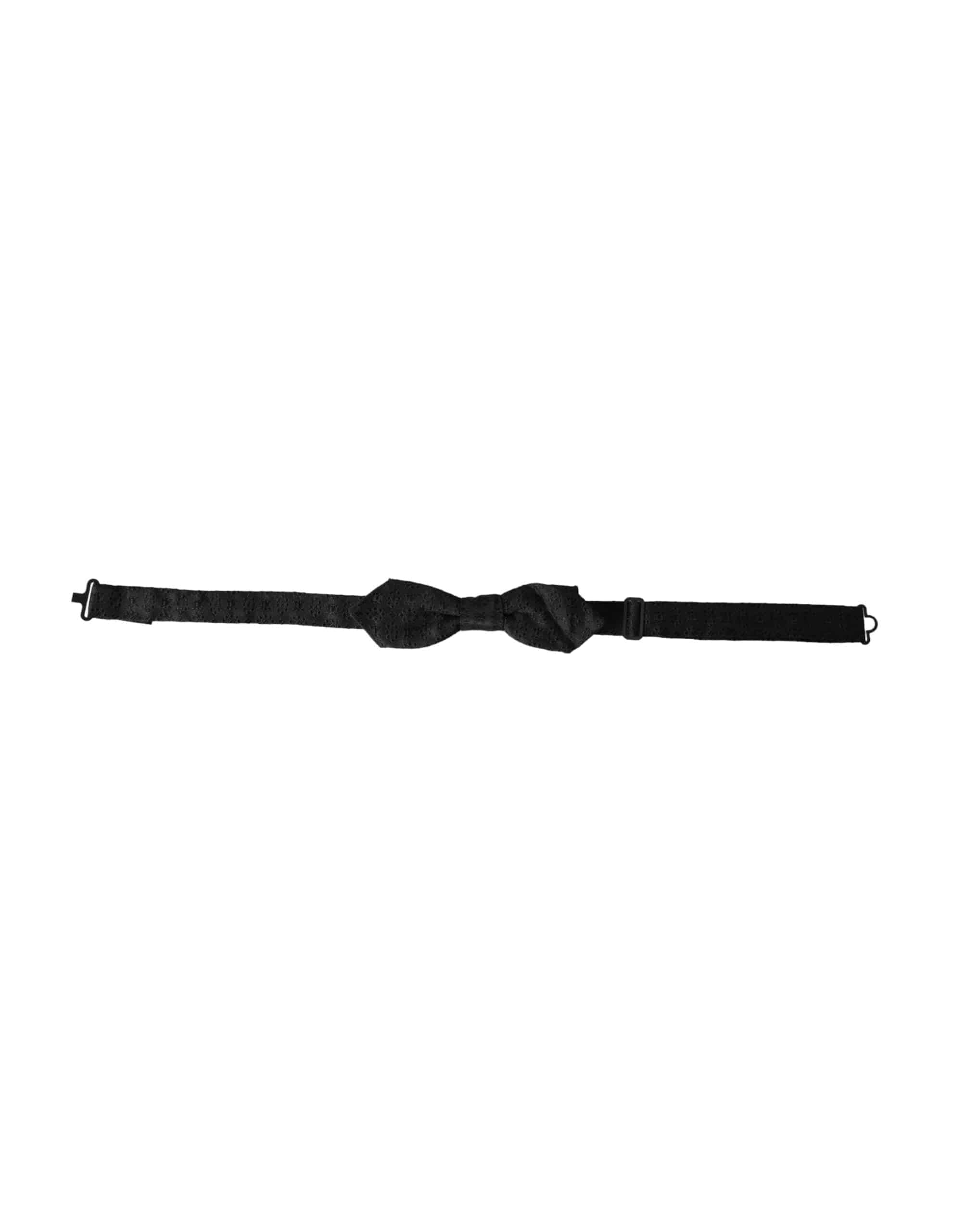 Dolce & Gabbana Black Silk Fantasy Adjustable Neck Men Bow Tie - ACCEXO