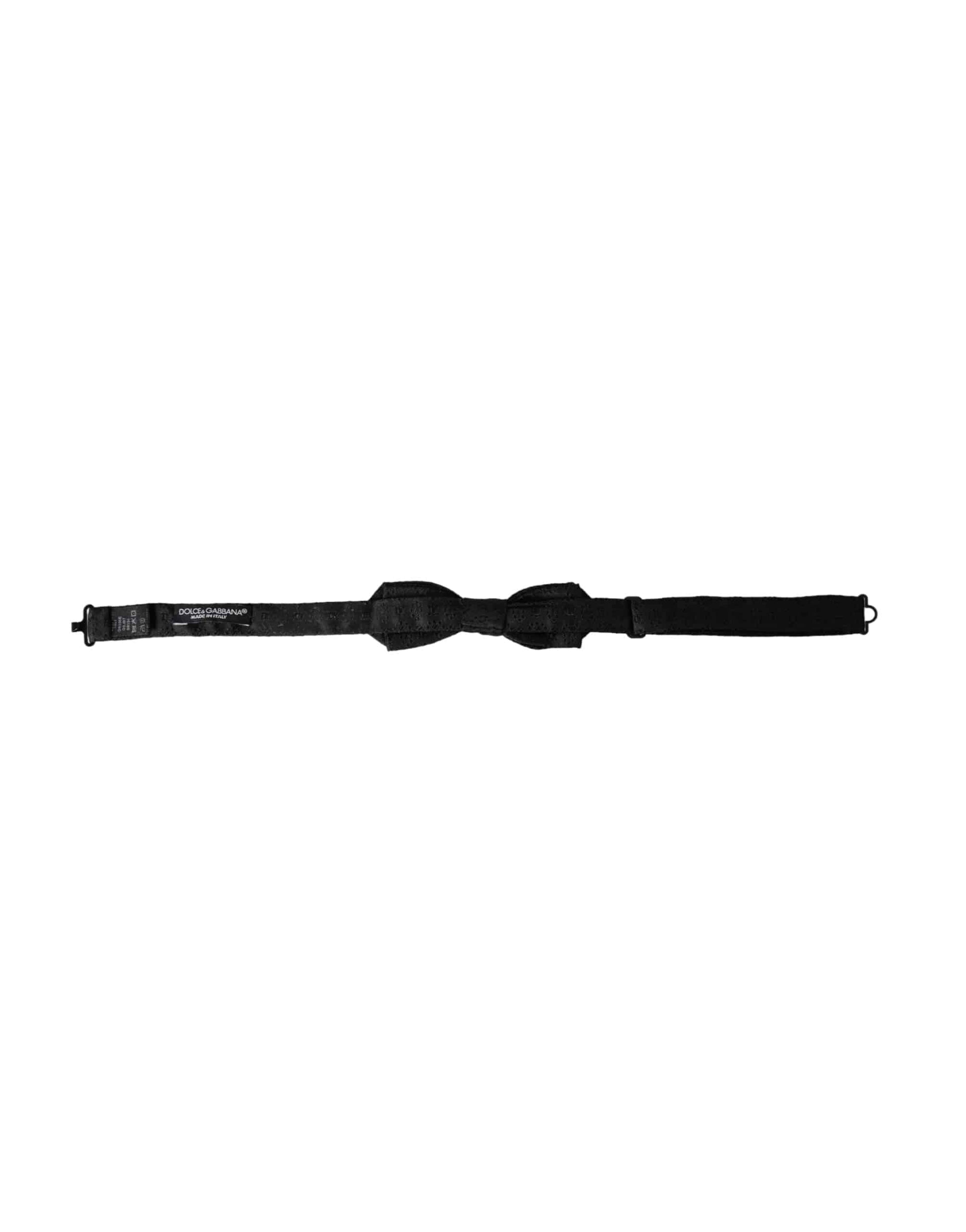 Dolce & Gabbana Black Silk Fantasy Adjustable Neck Men Bow Tie - ACCEXO