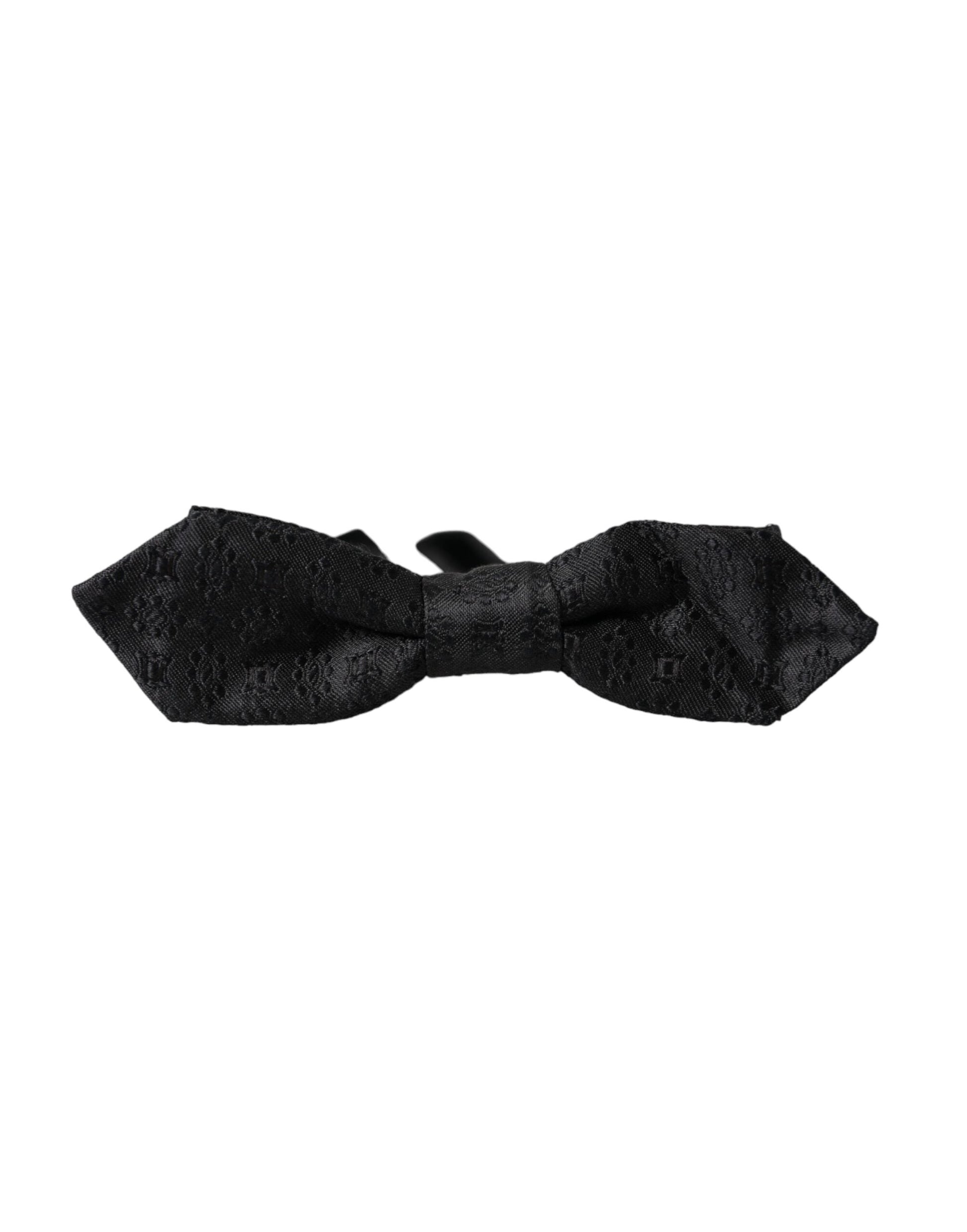 Dolce & Gabbana Black Silk Fantasy Adjustable Neck Men Bow Tie - ACCEXO