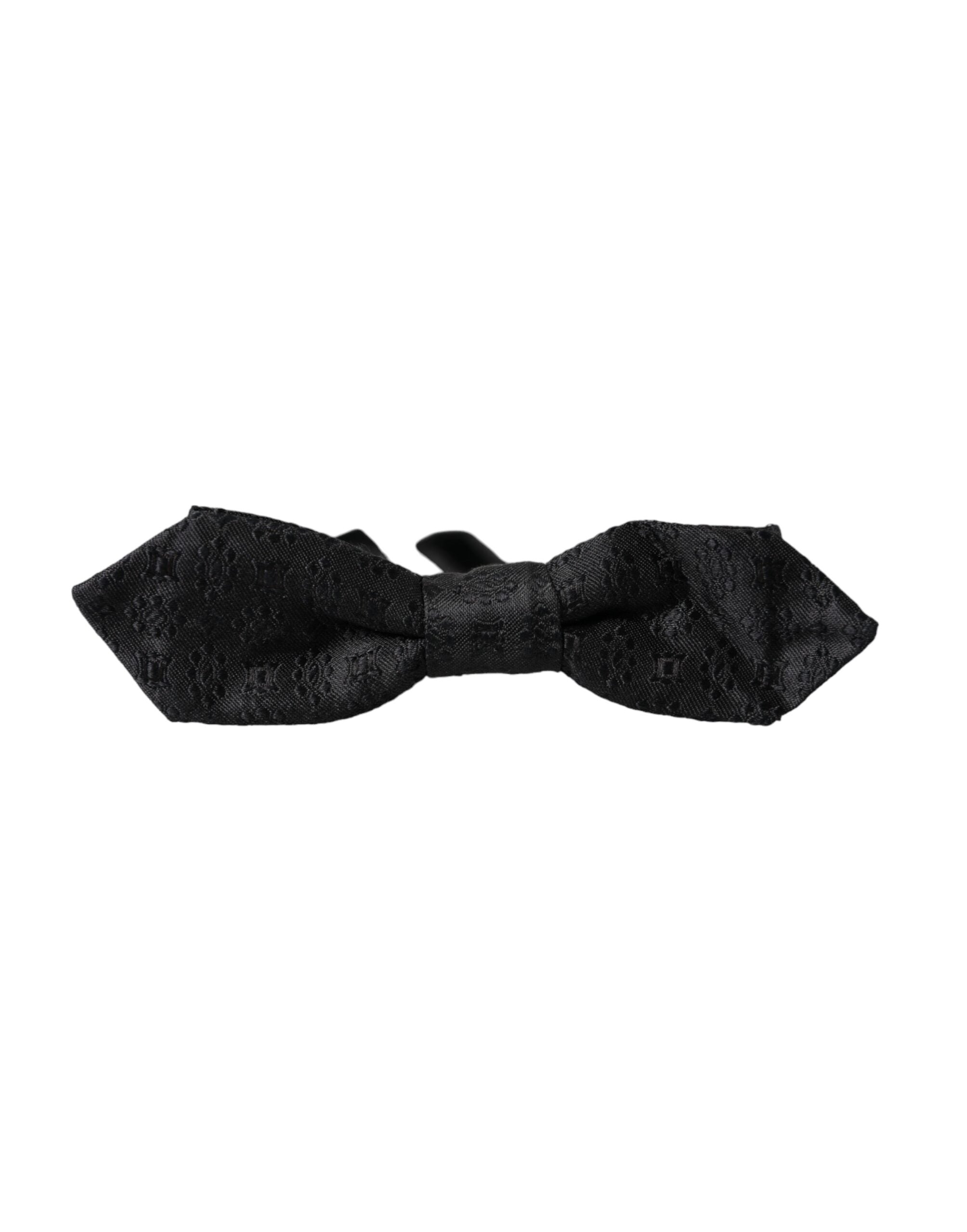 Dolce & Gabbana Black Silk Fantasy Adjustable Neck Men Bow Tie - ACCEXO