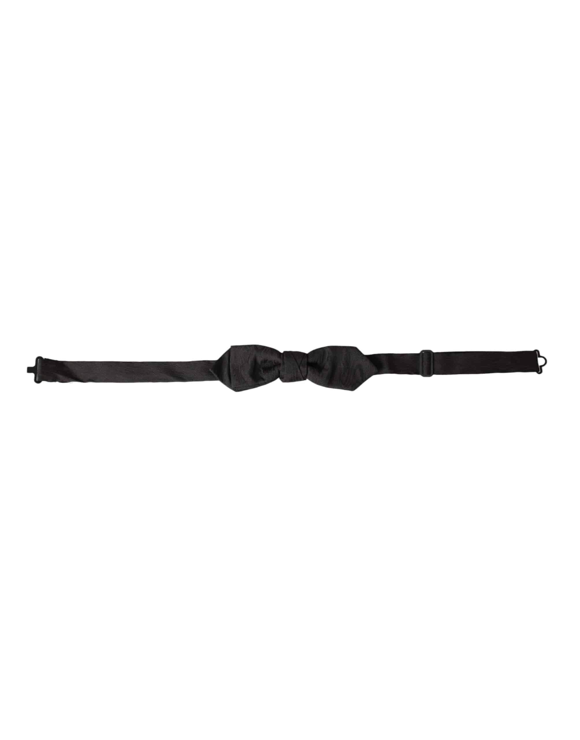 Dolce & Gabbana Black Silk Adjustable Neck Men Bow Tie - ACCEXO