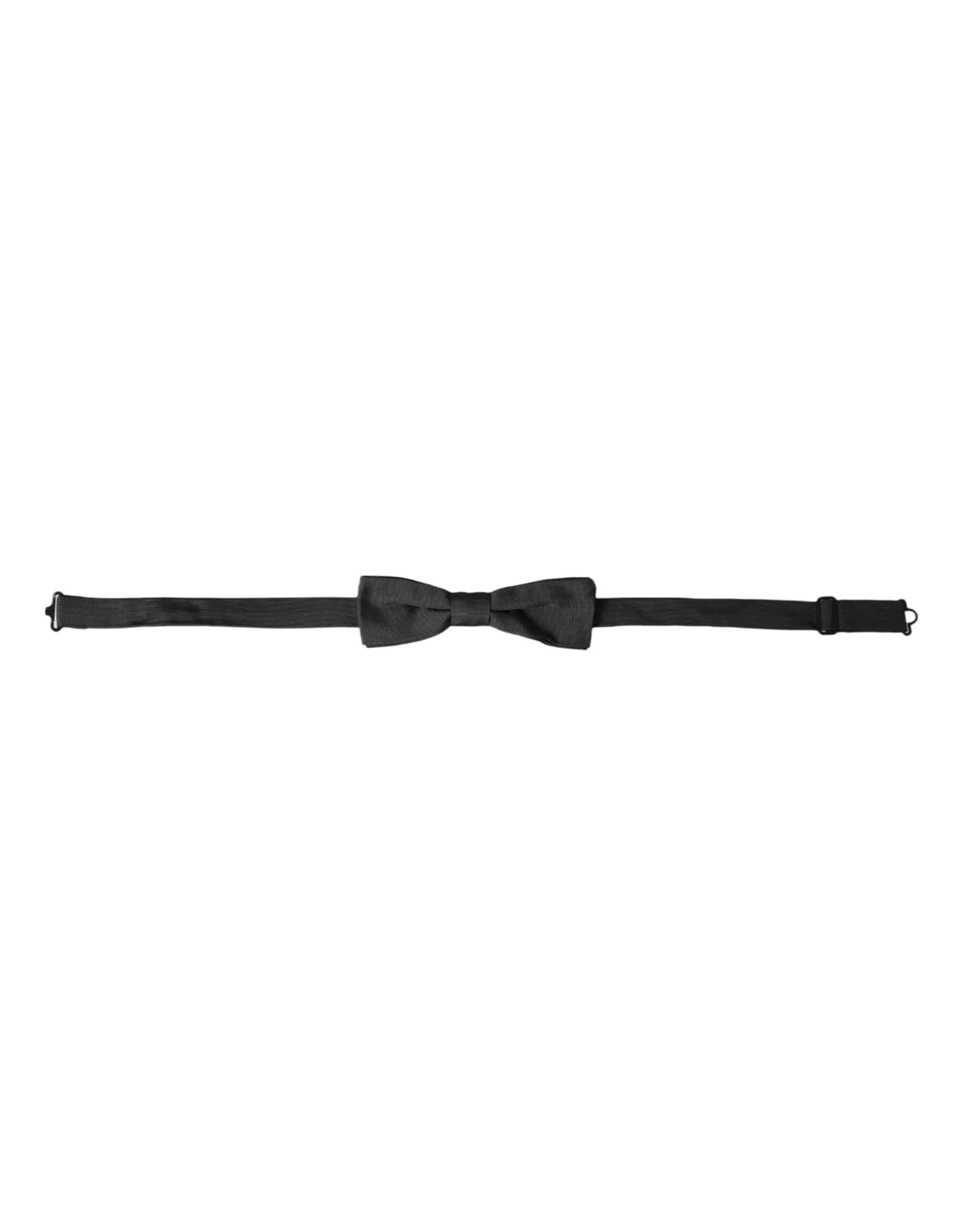 Dolce & Gabbana Black Silk Adjustable Neck Men Bow Tie - ACCEXO