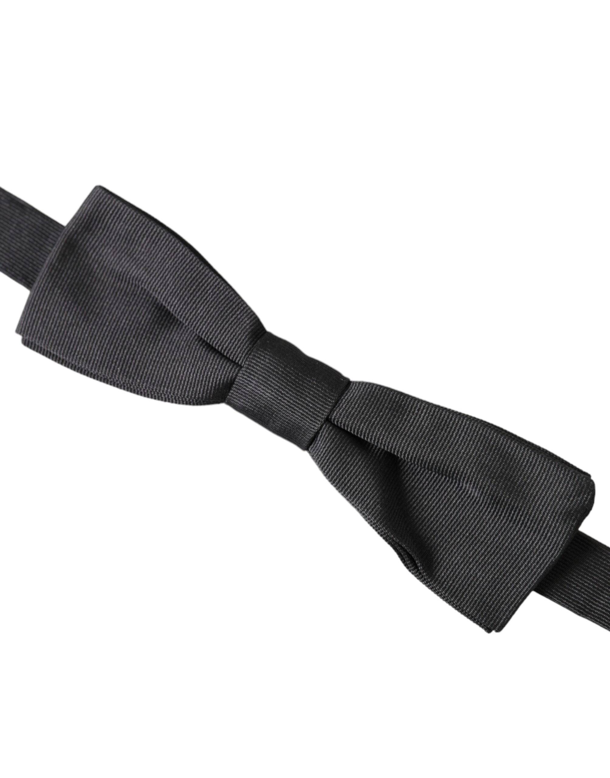Dolce & Gabbana Black Silk Adjustable Neck Men Bow Tie - ACCEXO