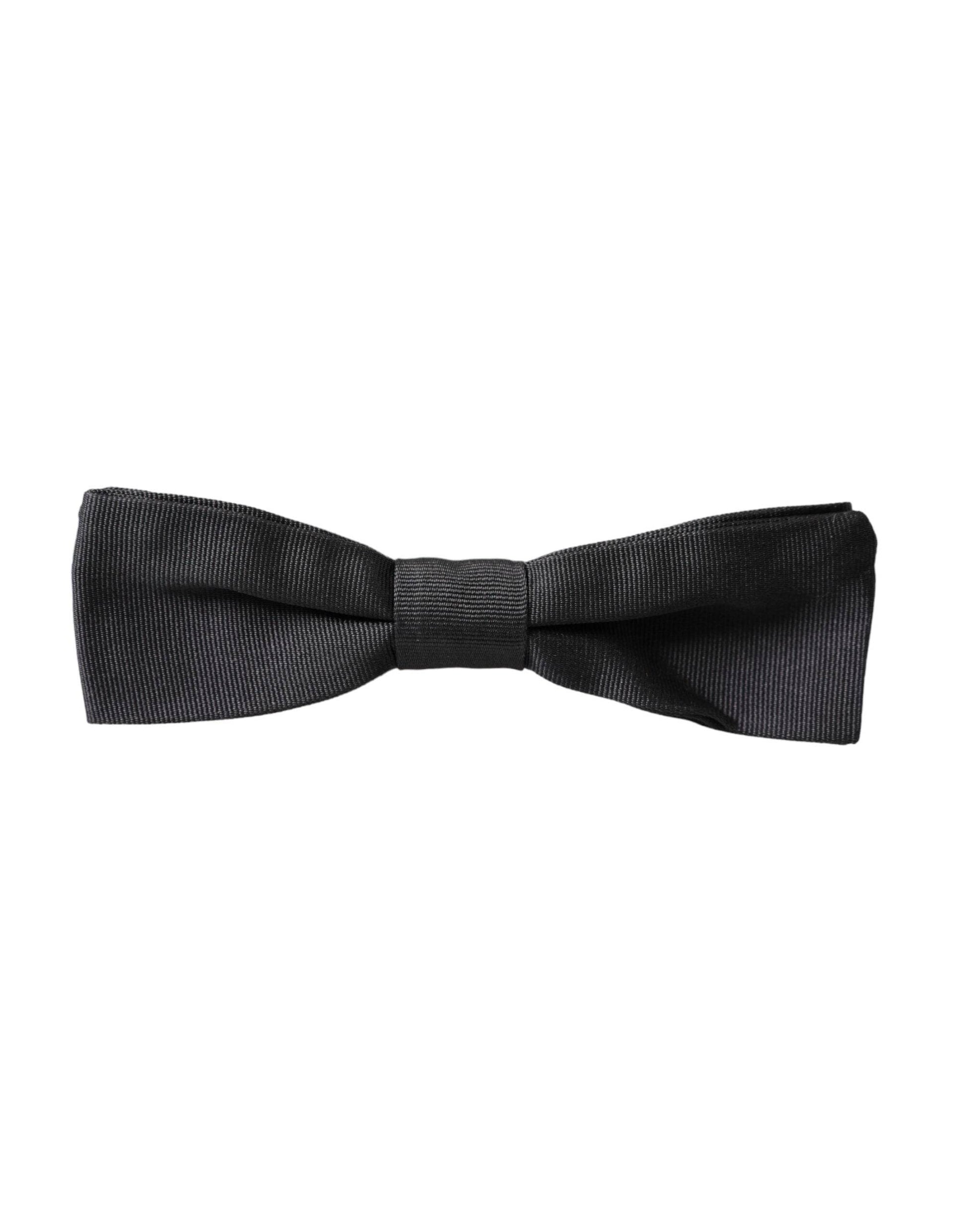 Dolce & Gabbana Black Silk Adjustable Neck Men Bow Tie - ACCEXO