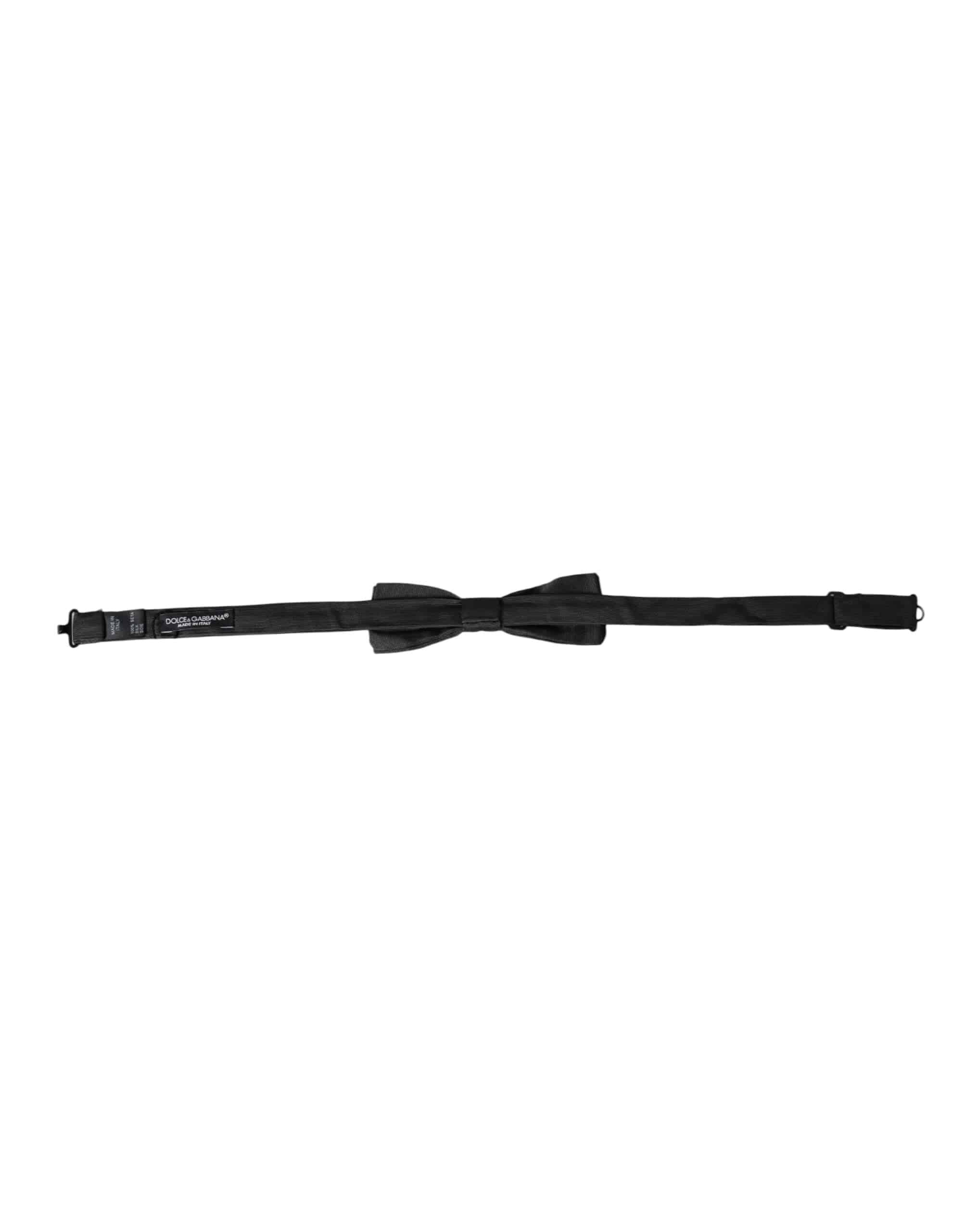 Dolce & Gabbana Black Silk Adjustable Neck Men Bow Tie - ACCEXO