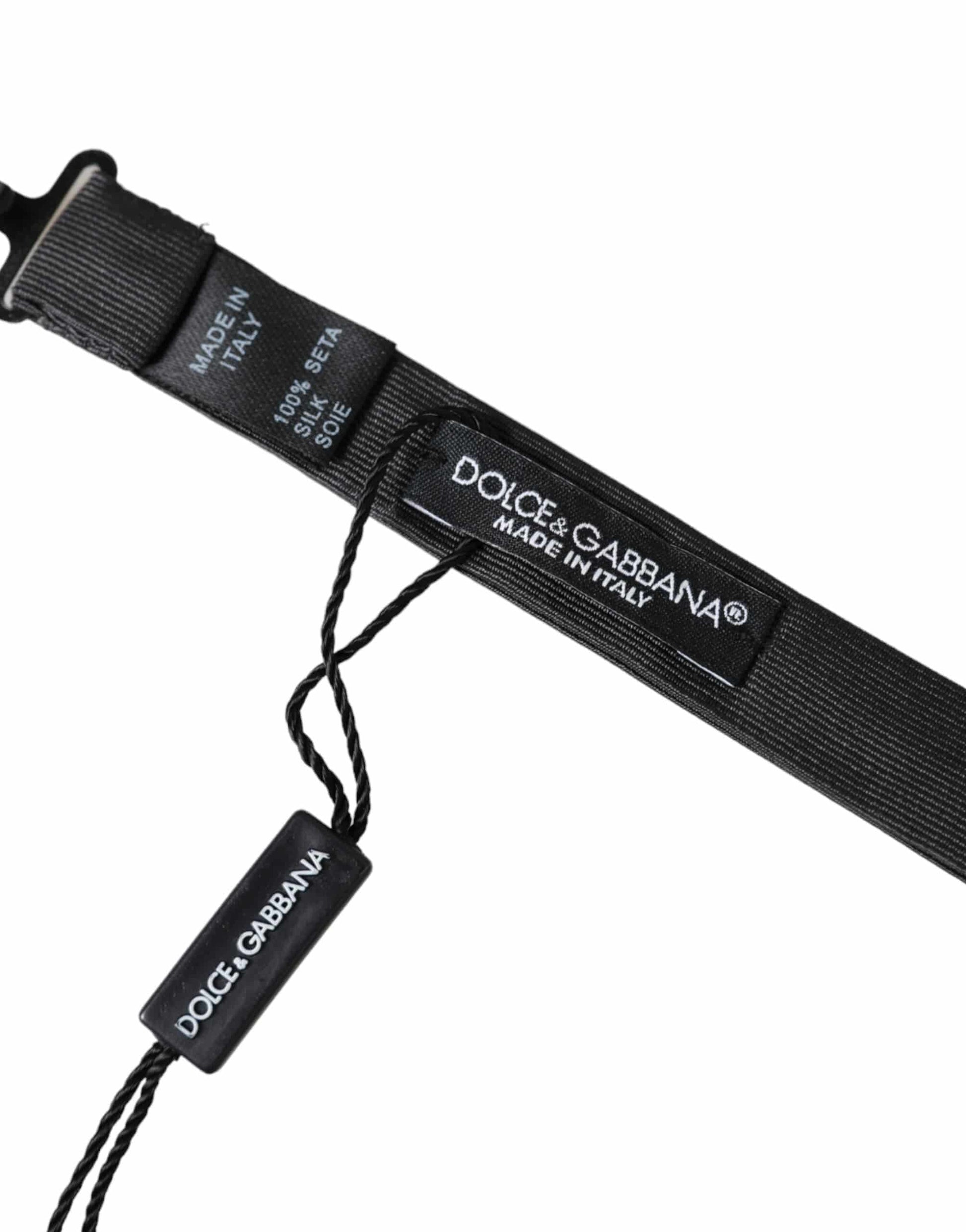 Dolce & Gabbana Black Silk Adjustable Neck Men Bow Tie - ACCEXO