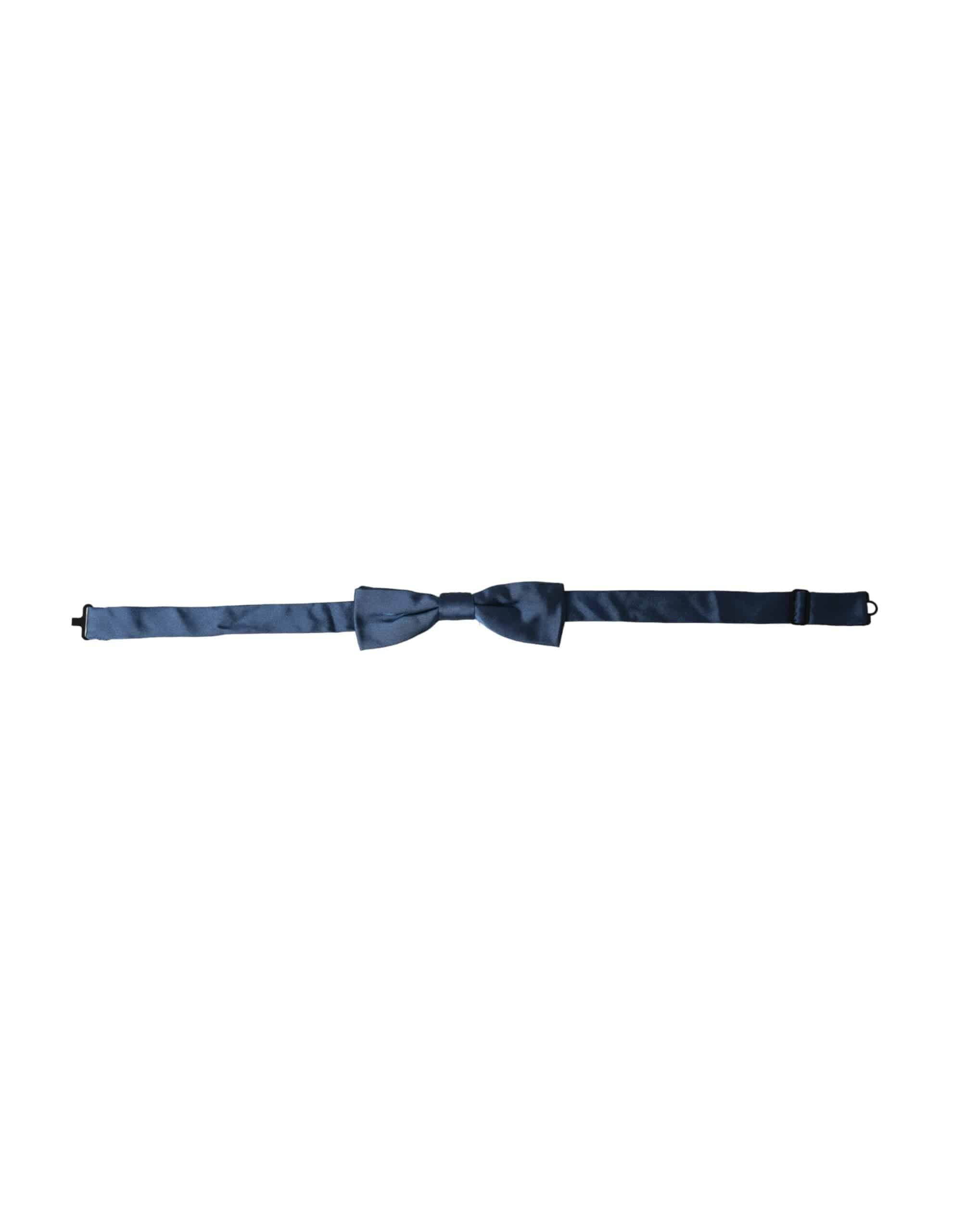 Dolce & Gabbana Blue Satin Silk Adjustable Neck Men Bow Tie - ACCEXO