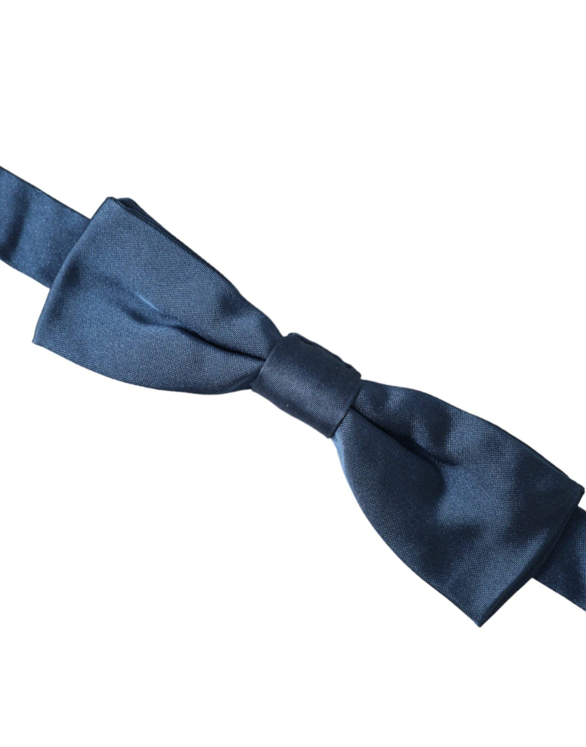 Dolce & Gabbana Blue Satin Silk Adjustable Neck Men Bow Tie - ACCEXO