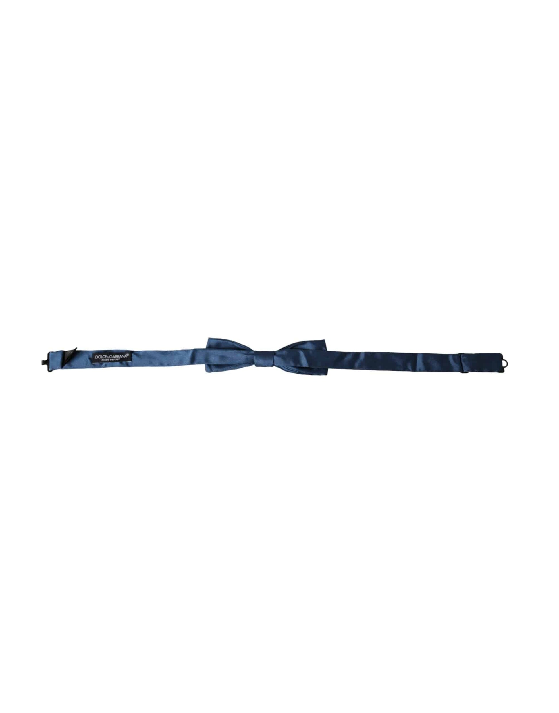 Dolce & Gabbana Blue Satin Silk Adjustable Neck Men Bow Tie - ACCEXO