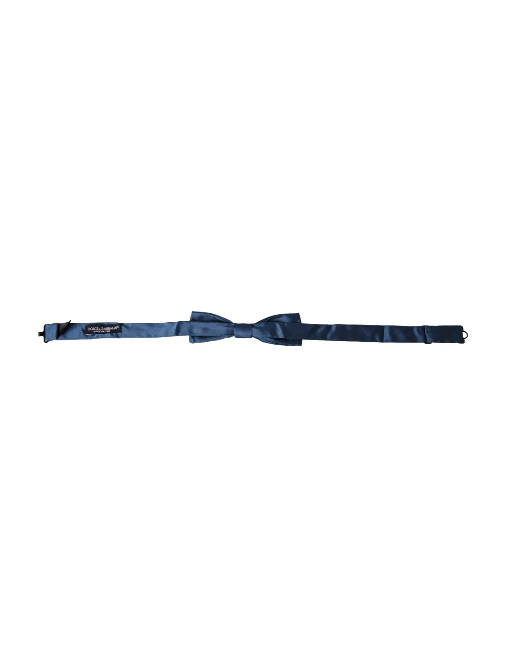 Dolce & Gabbana Blue Satin Silk Adjustable Neck Men Bow Tie - ACCEXO
