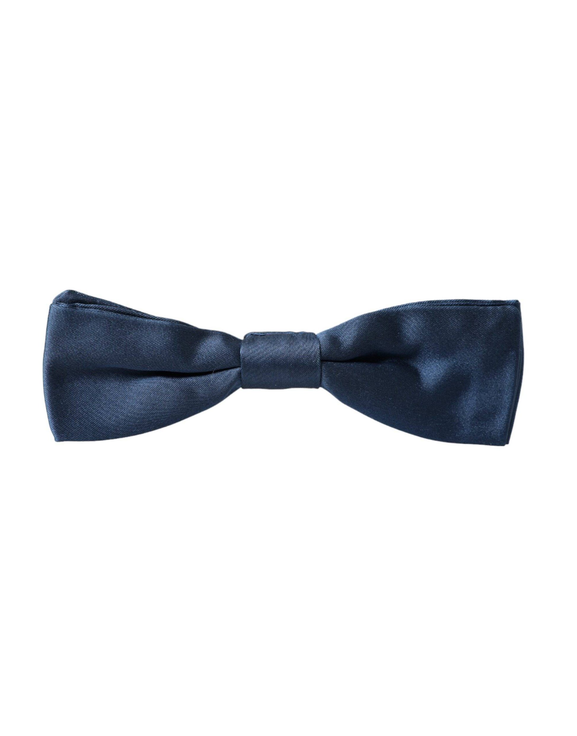 Dolce & Gabbana Blue Satin Silk Adjustable Neck Men Bow Tie - ACCEXO