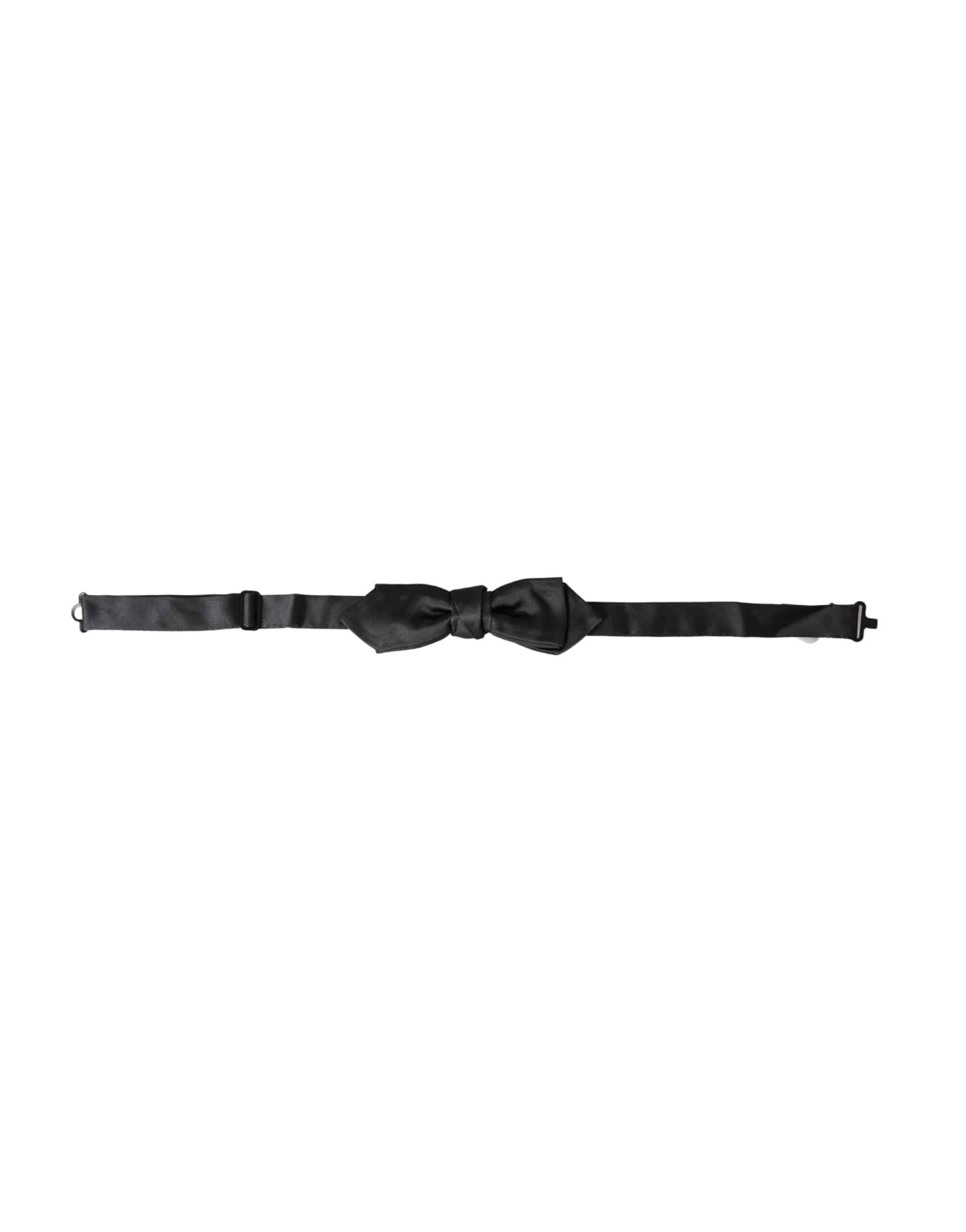 Dolce & Gabbana Black Satin Silk Adjustable Neck Men Bow Tie - ACCEXO