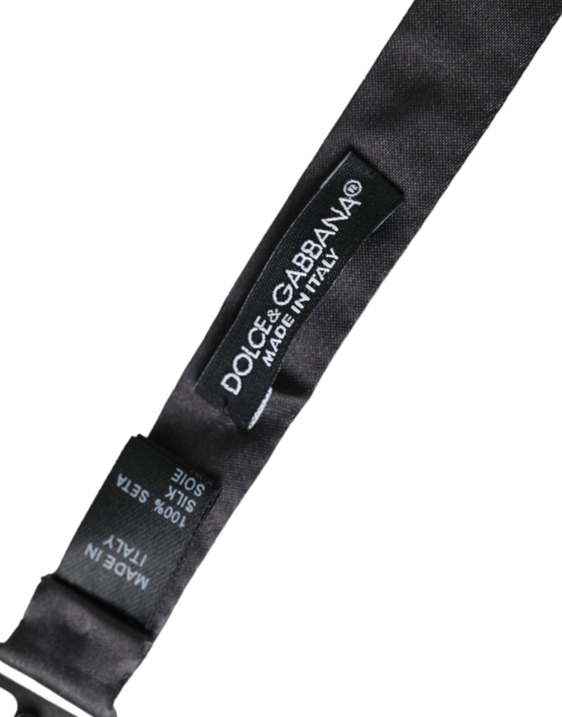 Dolce & Gabbana Black Satin Silk Adjustable Neck Men Bow Tie - ACCEXO