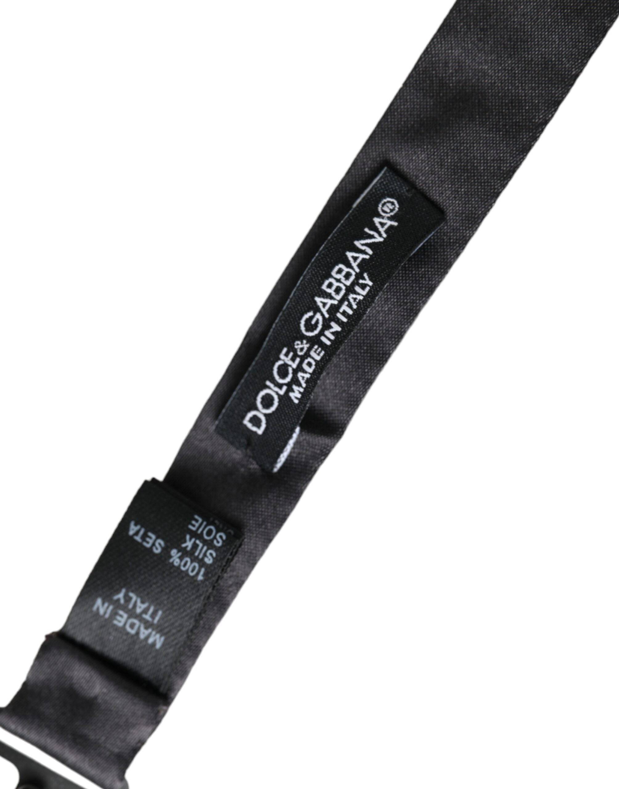 Dolce & Gabbana Black Satin Silk Adjustable Neck Men Bow Tie - ACCEXO