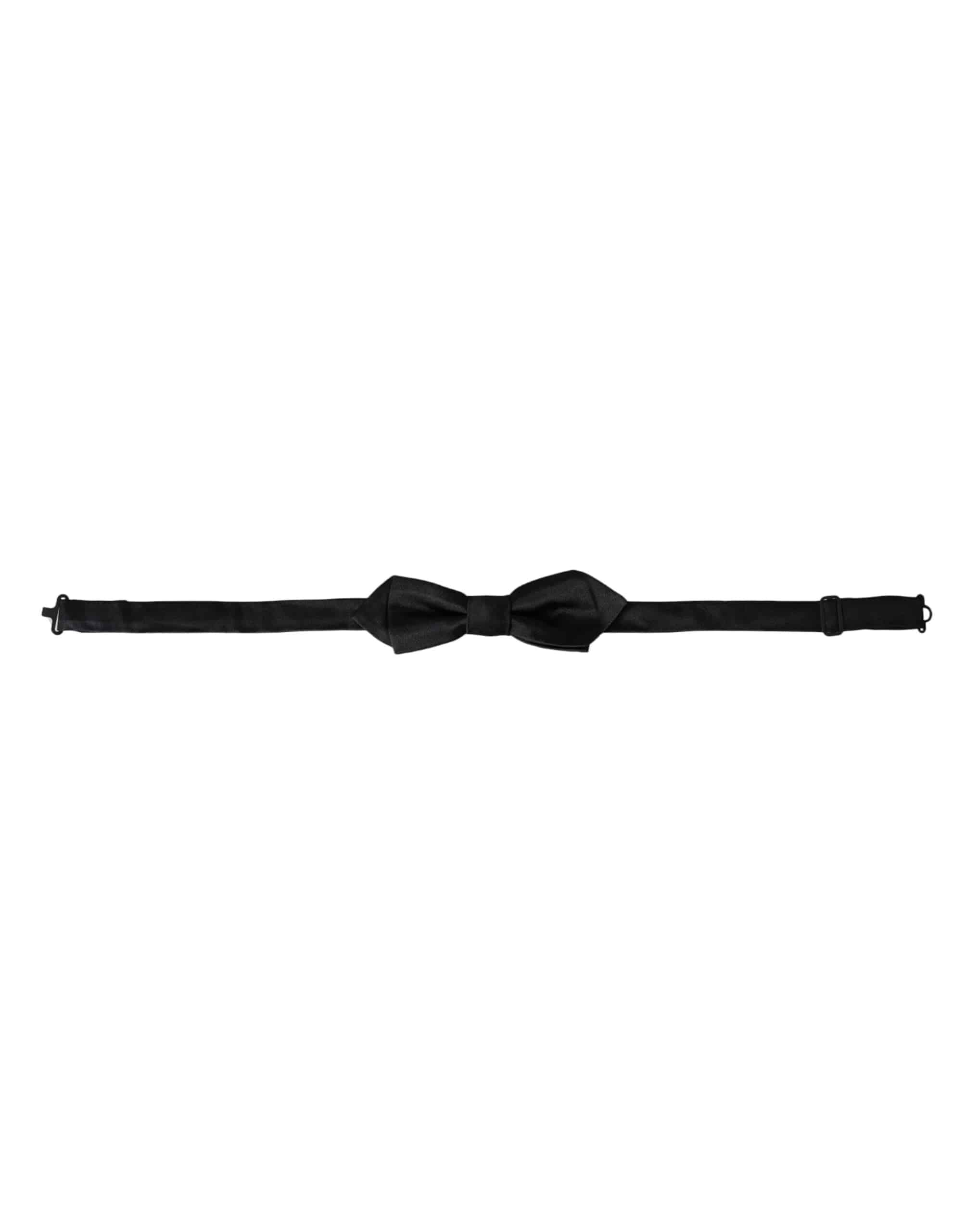 Dolce & Gabbana Black Silk Adjustable Neck Men Bow Tie - ACCEXO