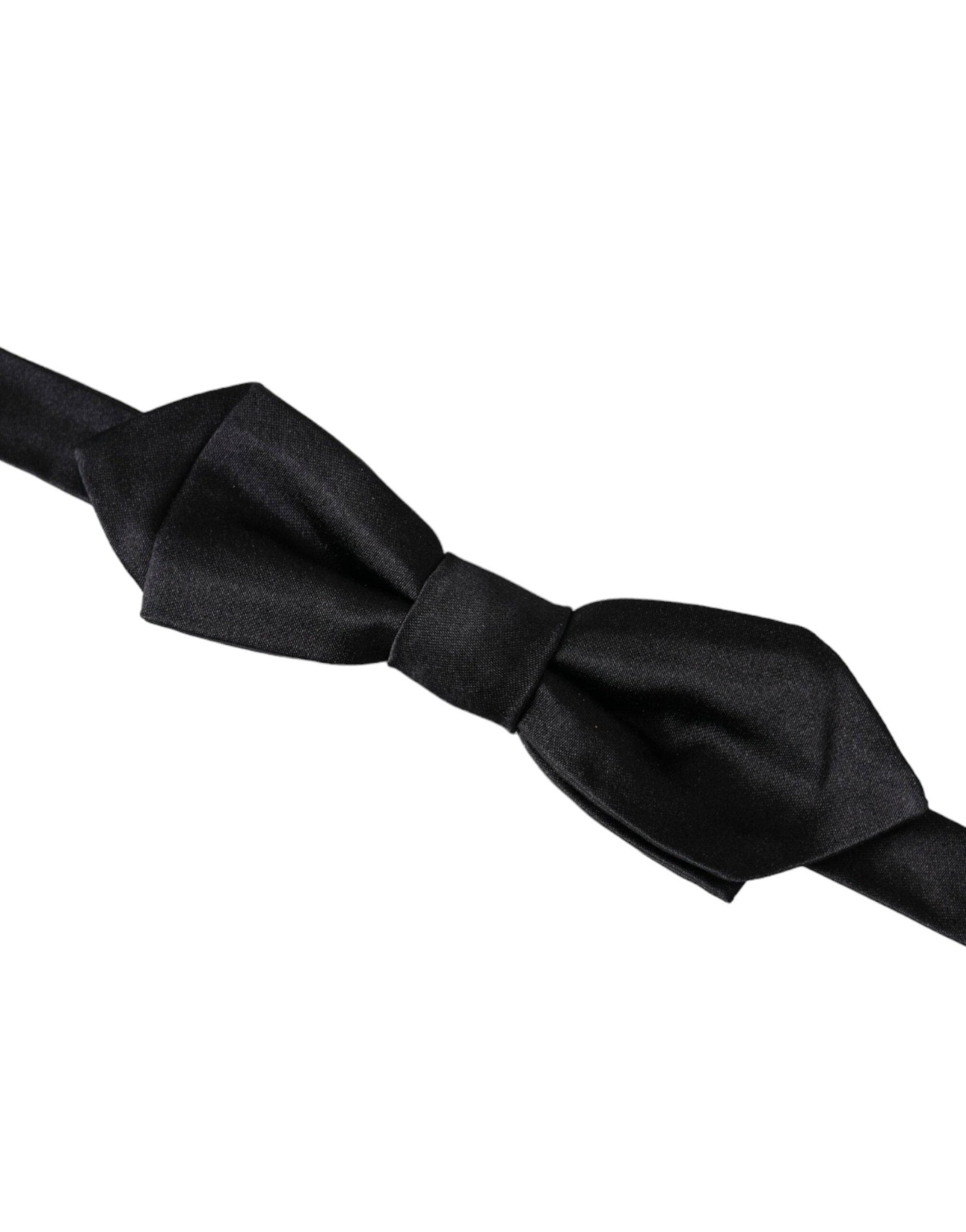 Dolce & Gabbana Black Silk Adjustable Neck Men Bow Tie - ACCEXO