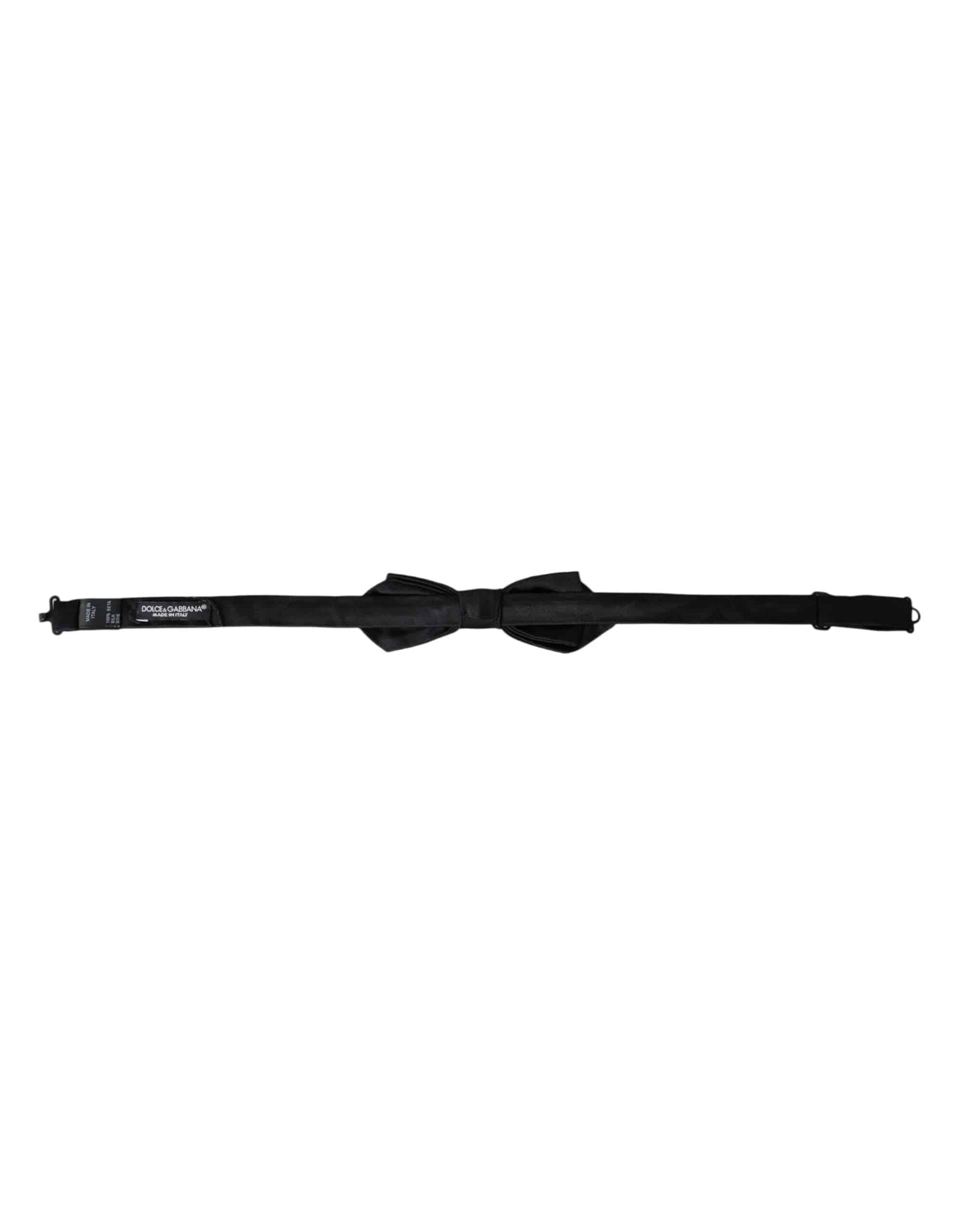 Dolce & Gabbana Black Silk Adjustable Neck Men Bow Tie - ACCEXO