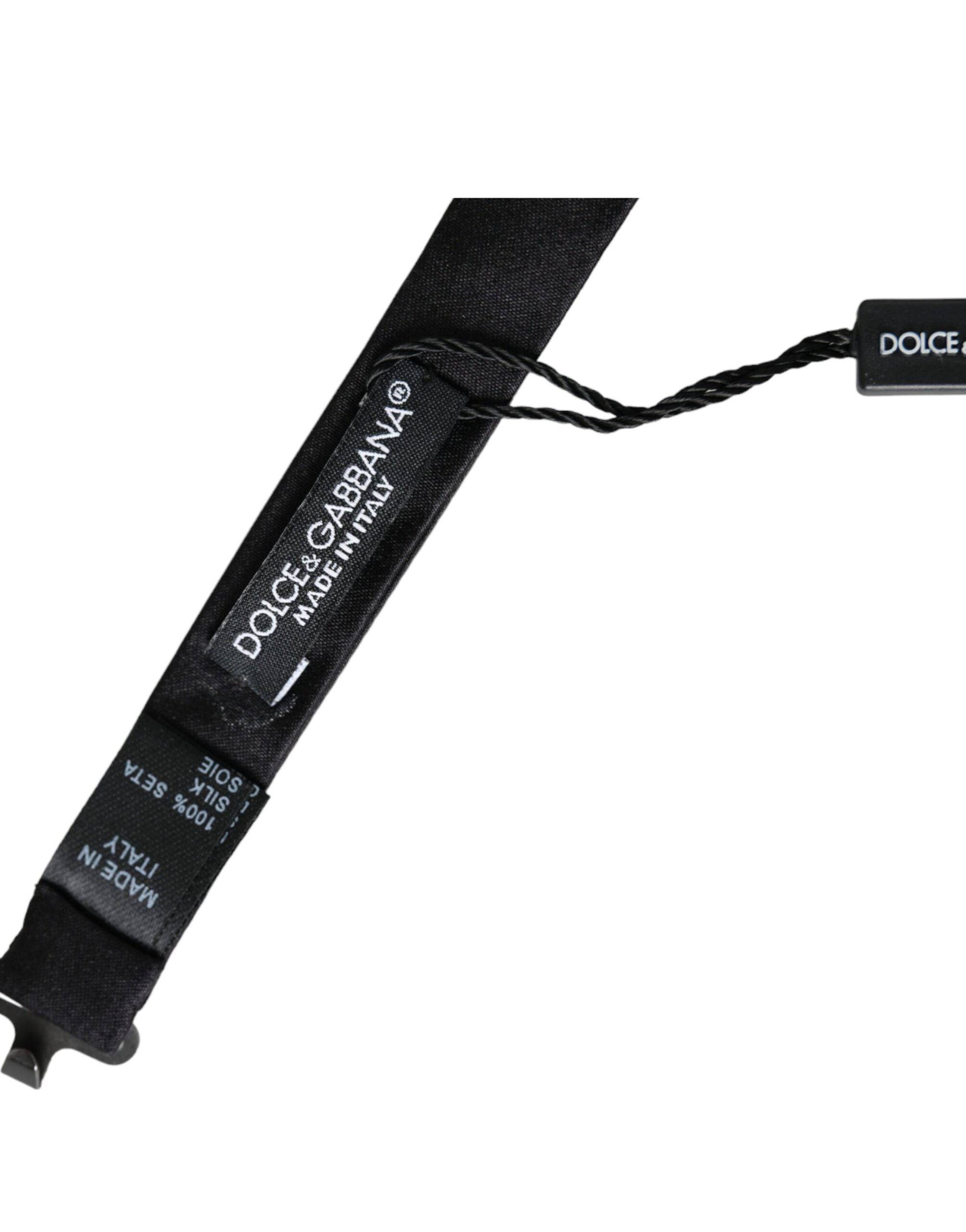 Dolce & Gabbana Black Silk Adjustable Neck Men Bow Tie - ACCEXO
