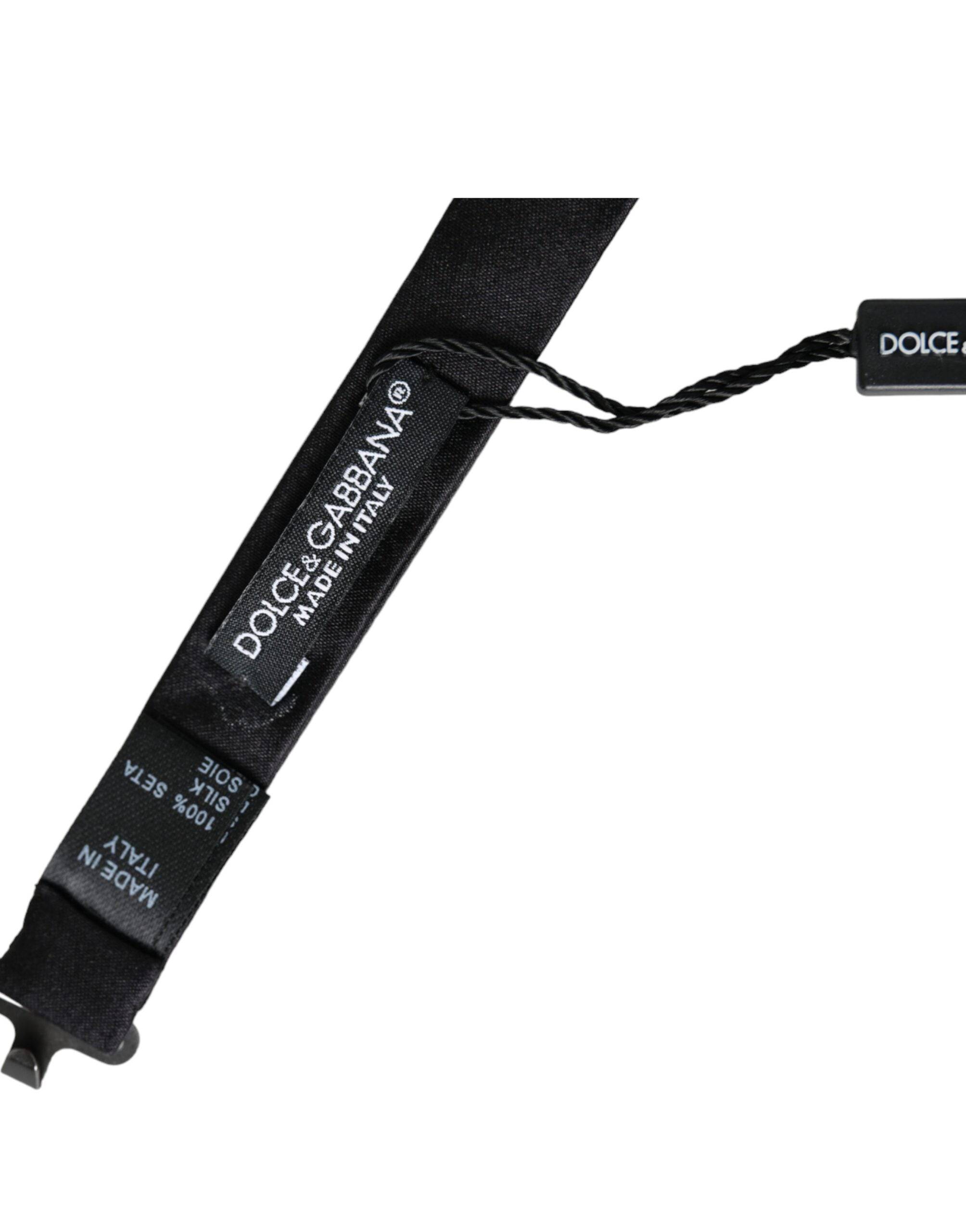 Dolce & Gabbana Black Silk Adjustable Neck Men Bow Tie - ACCEXO