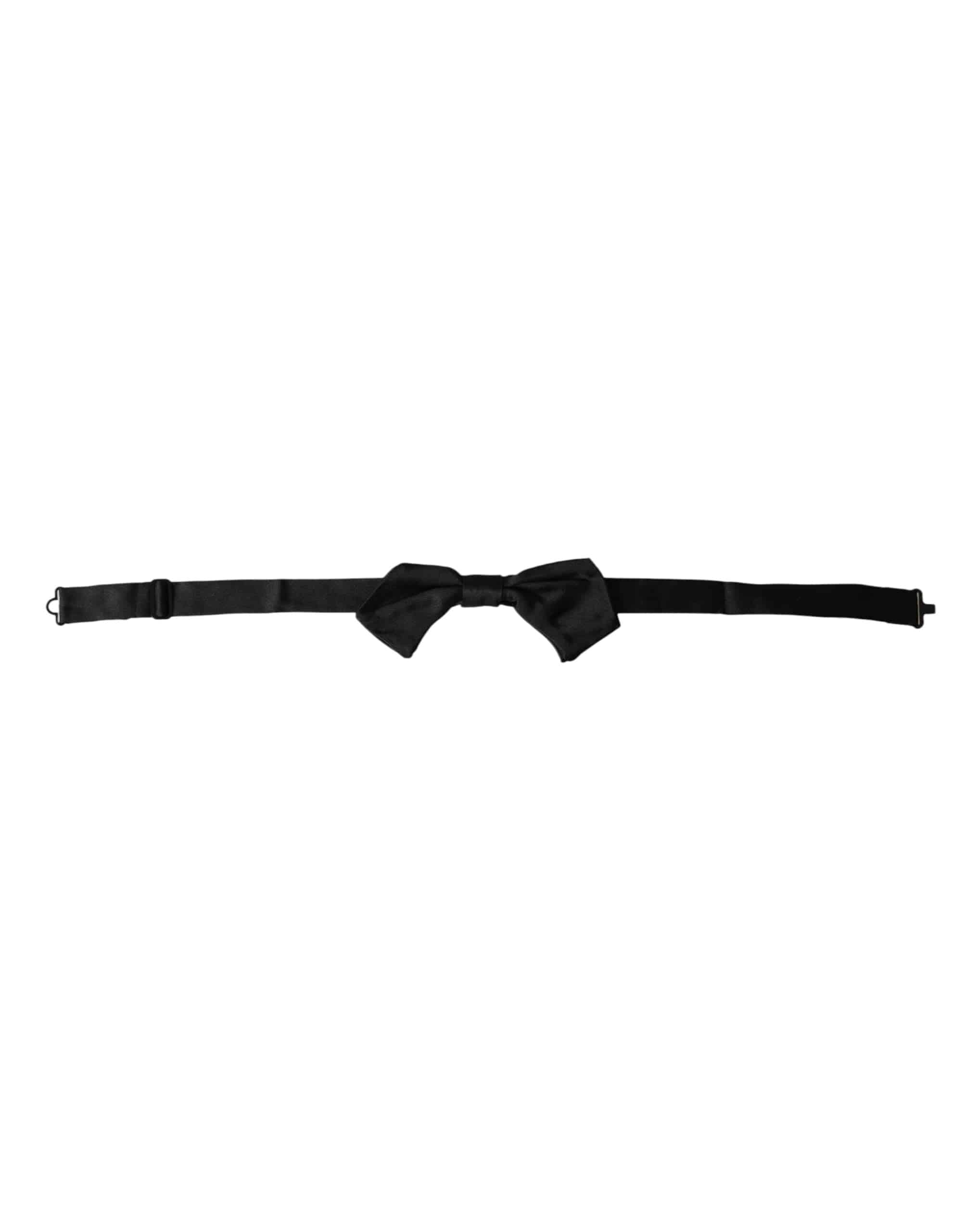 Dolce & Gabbana Black Satin Silk Adjustable Neck Men Bow Tie - ACCEXO