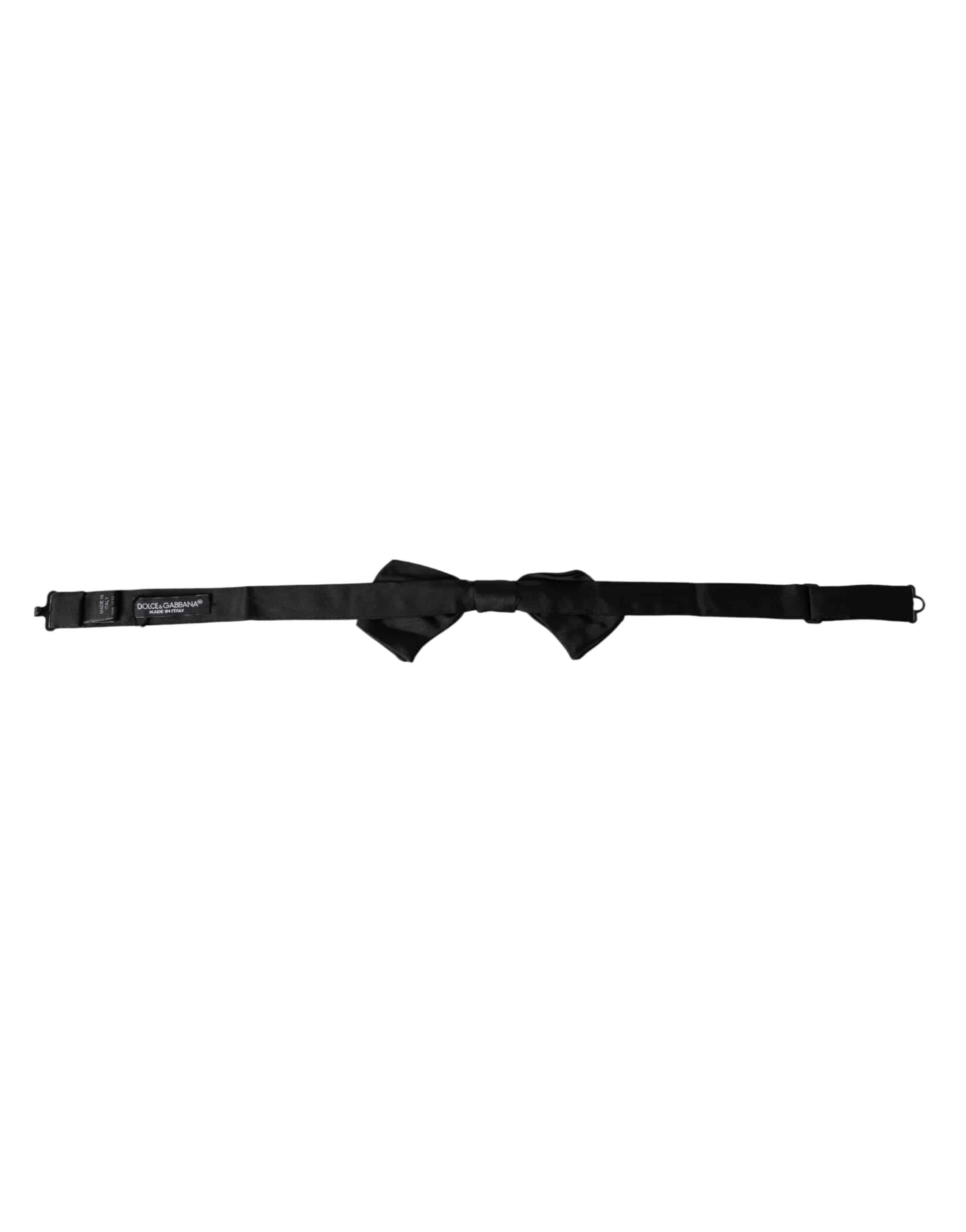 Dolce & Gabbana Black Satin Silk Adjustable Neck Men Bow Tie - ACCEXO