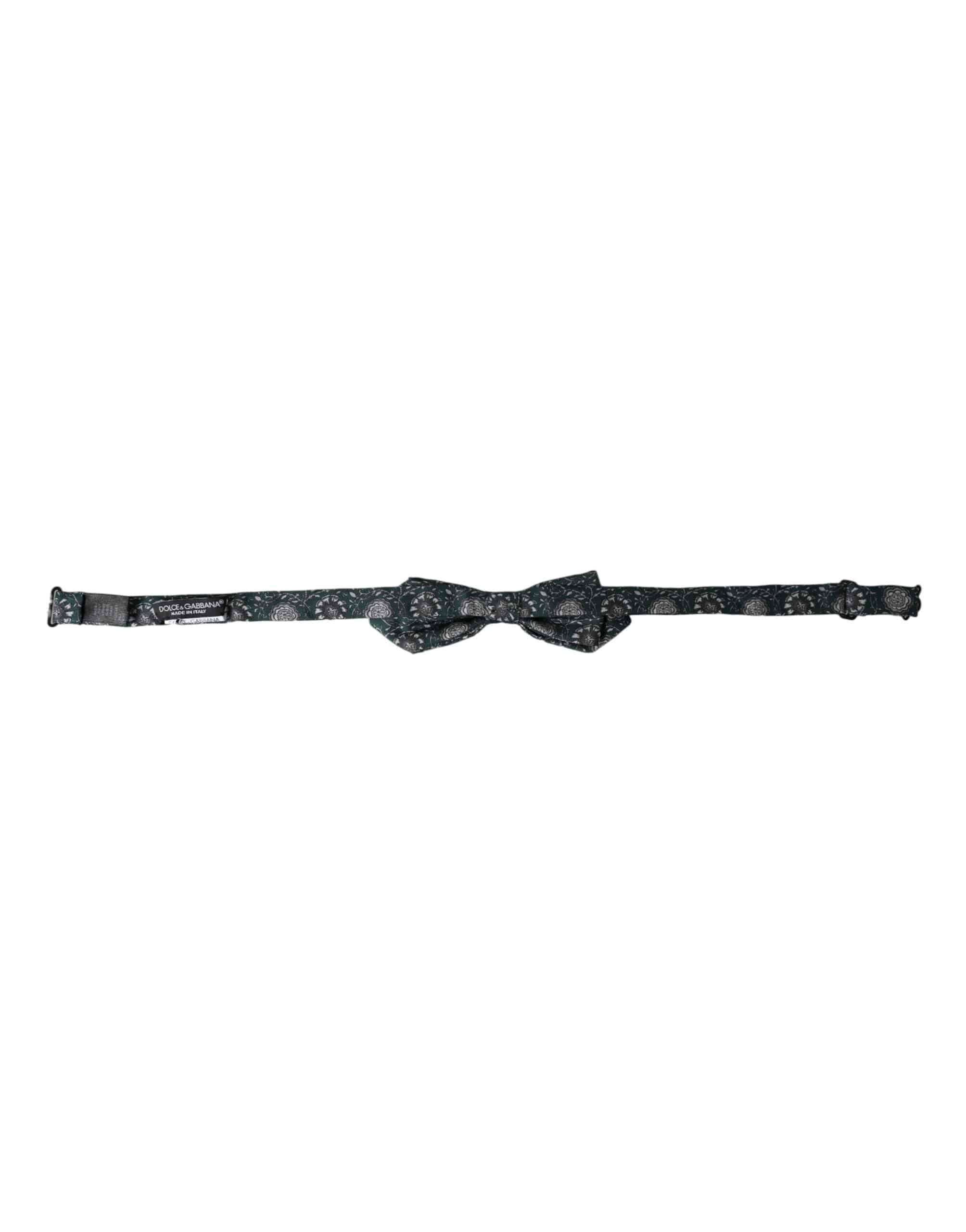 Dolce & Gabbana Green Silk Floral Adjustable Neck Men Bow Tie - ACCEXO
