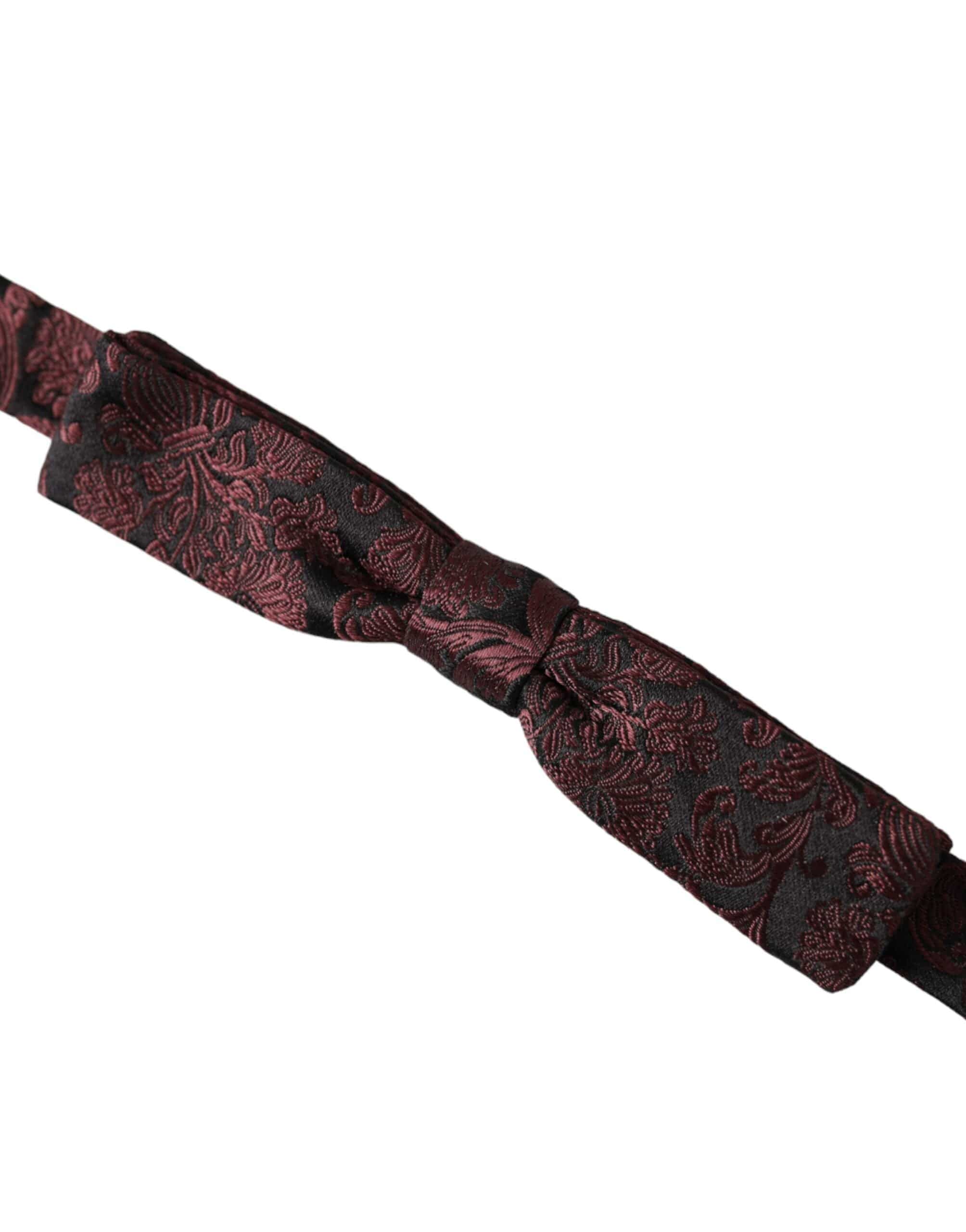 Dolce & Gabbana Maroon Floral Silk Adjustable Neck Men Bow Tie - ACCEXO
