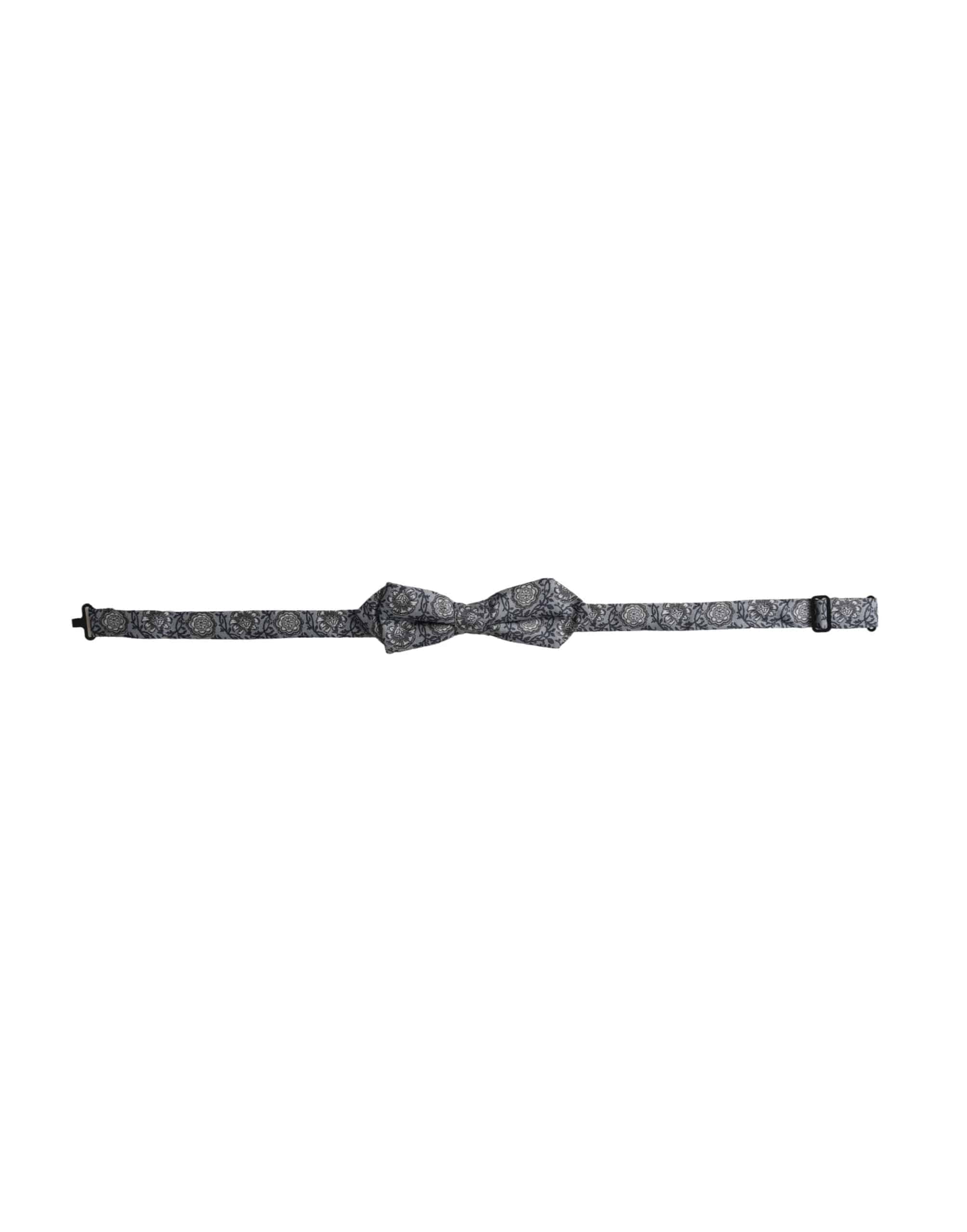 Dolce & Gabbana Gray Silk Patterned Adjustable Neck Men Bow Tie - ACCEXO
