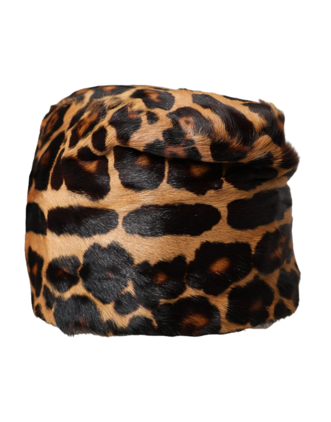 Dolce & Gabbana Brown Leopard Fur Women Bucket Hat