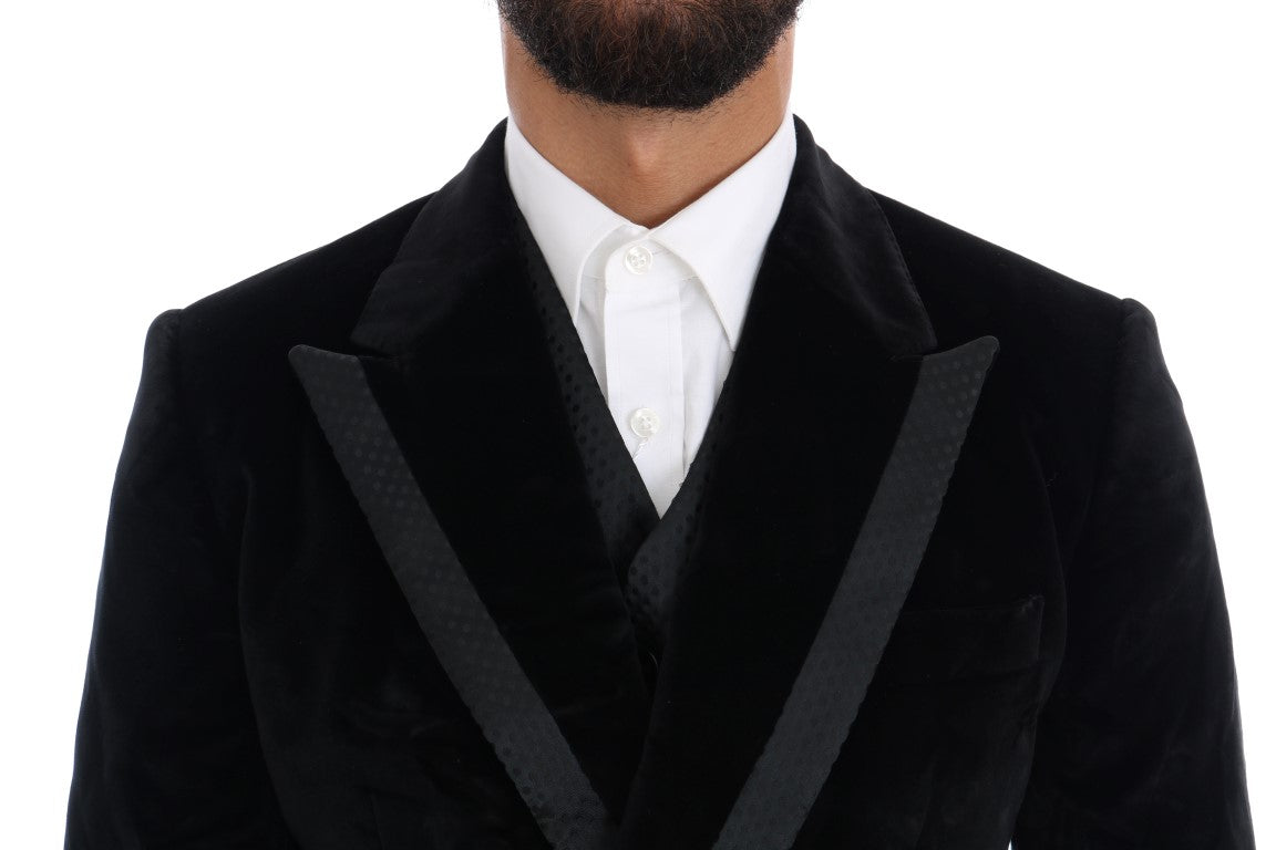 Dolce & Gabbana Elegant Black Slim Fit Three-Piece Suit - ACCEXO
