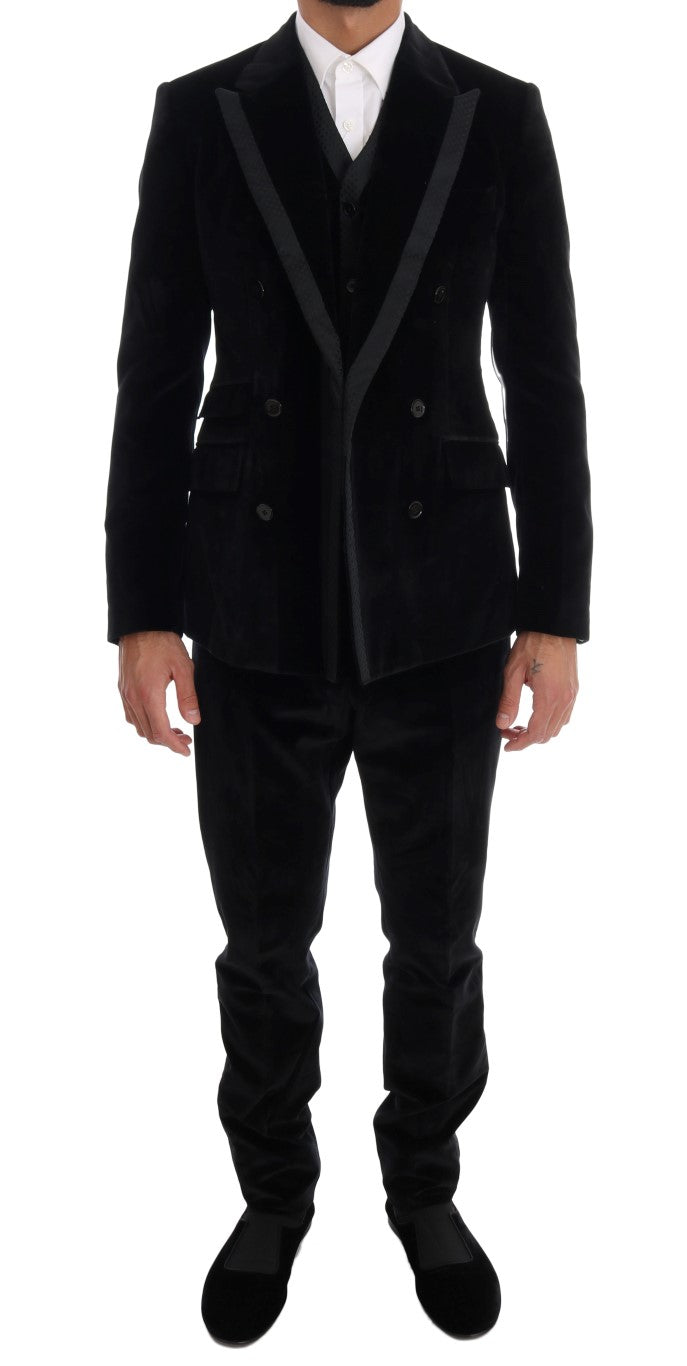 Dolce & Gabbana Elegant Black Slim Fit Three-Piece Suit - ACCEXO