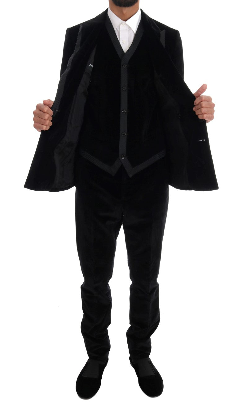 Dolce & Gabbana Elegant Black Slim Fit Three-Piece Suit - ACCEXO