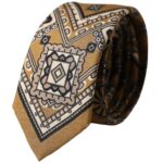 Dolce & Gabbana Yellow 100% Silk Wheel Print Adjustable Men Tie - ACCEXO