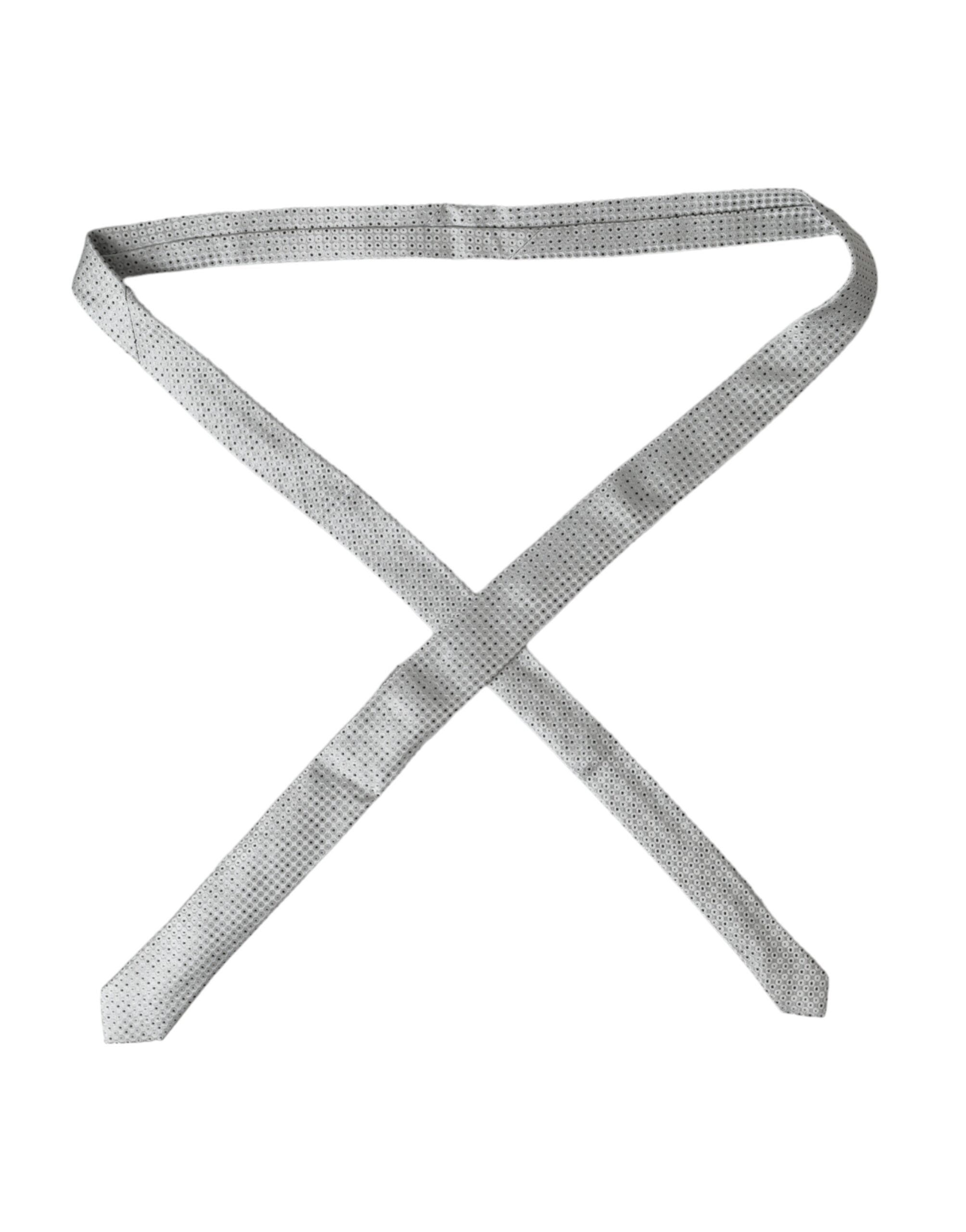 Dolce & Gabbana Light Gray Polka Dot Silk Adjustable Men Tie - ACCEXO