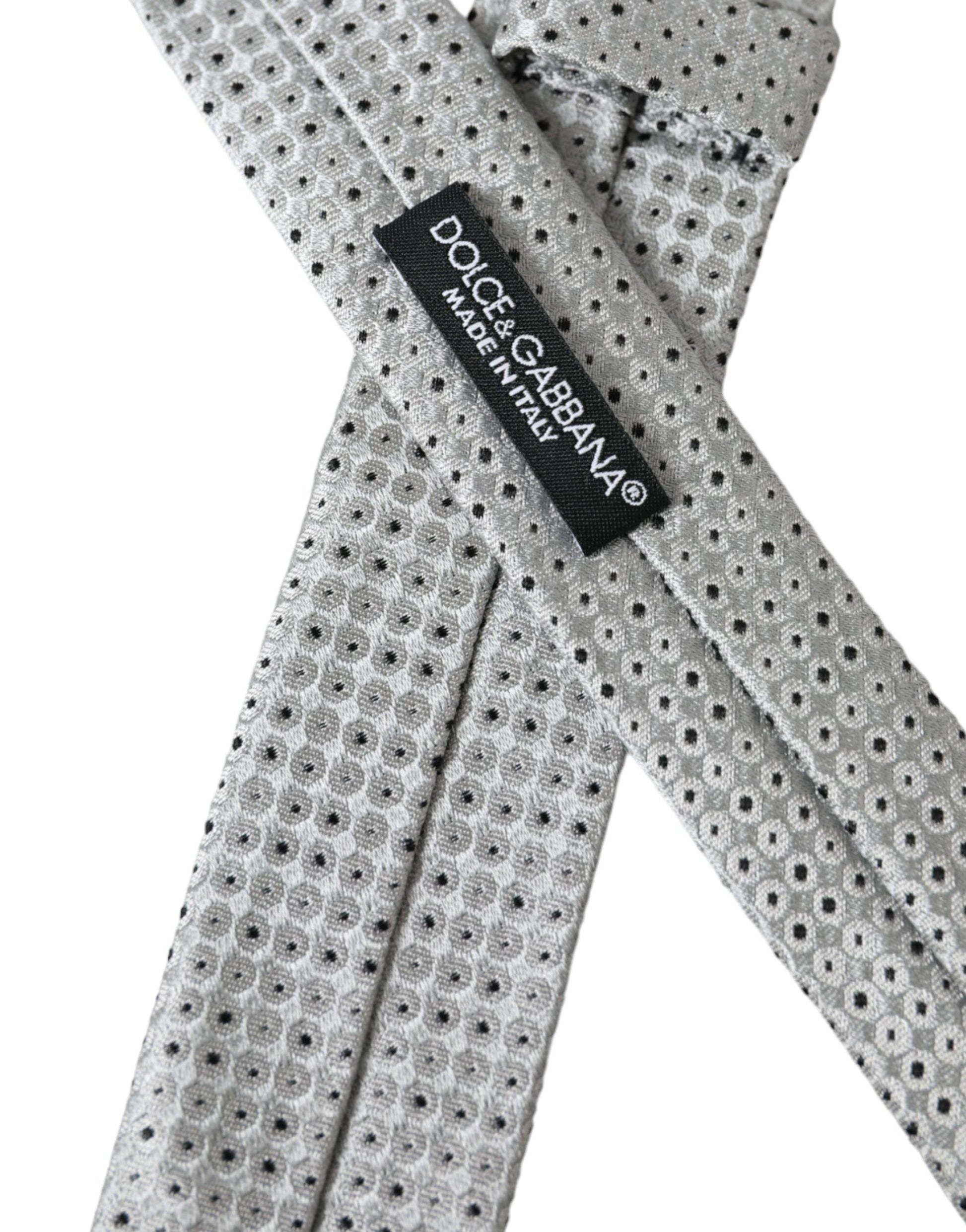 Dolce & Gabbana Light Gray Polka Dot Silk Adjustable Men Tie - ACCEXO
