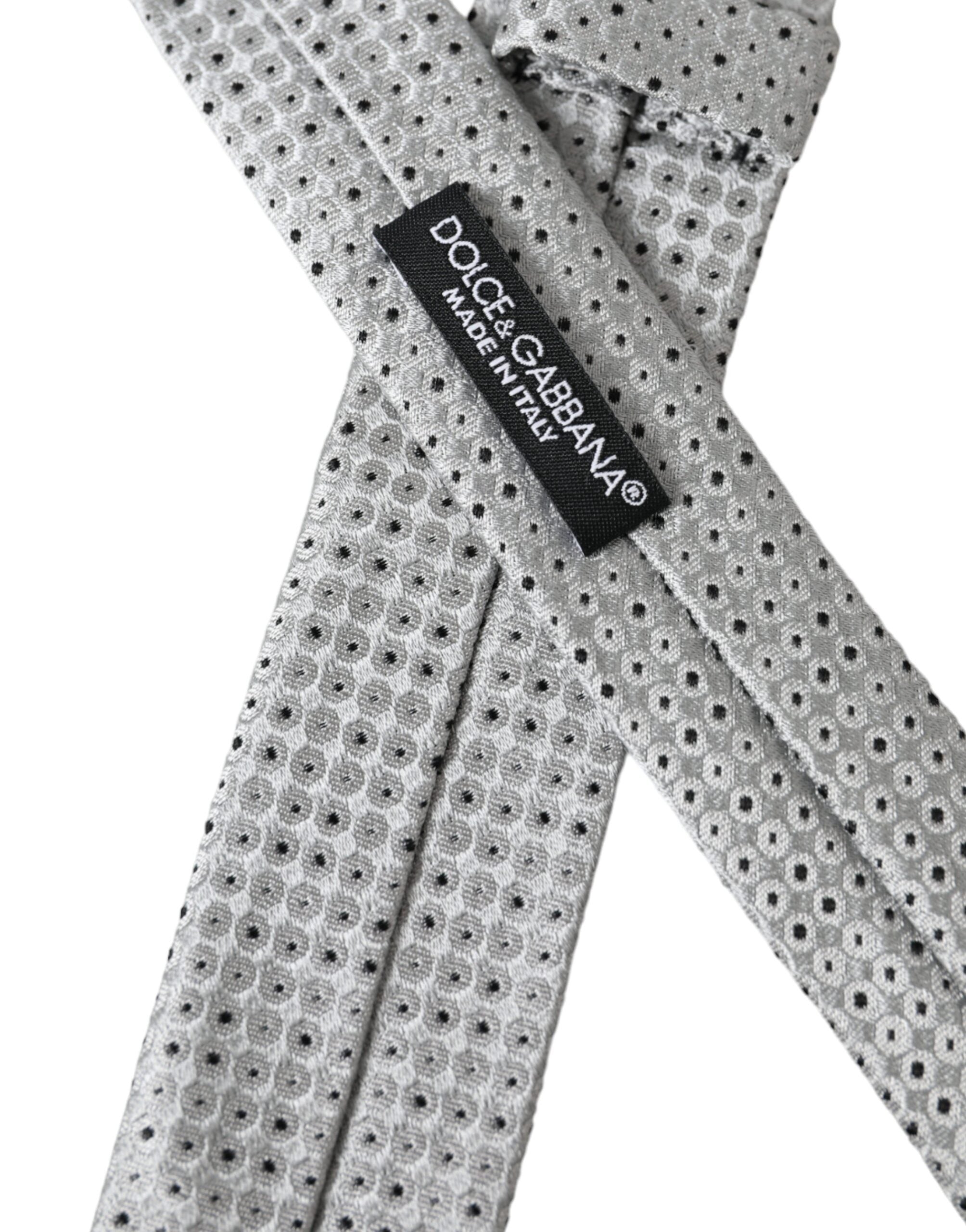 Dolce & Gabbana Light Gray Polka Dot Silk Adjustable Men Tie - ACCEXO