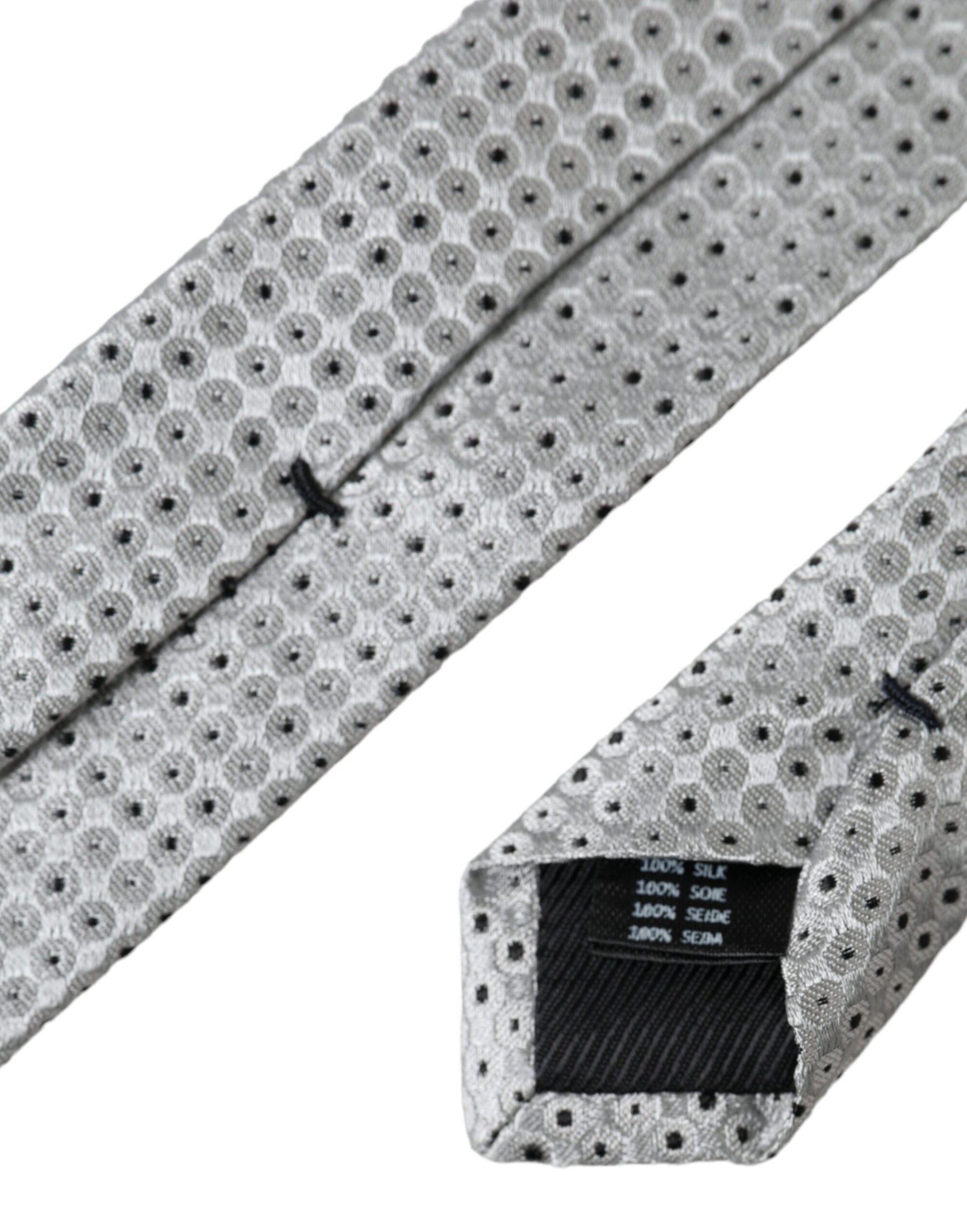 Dolce & Gabbana Light Gray Polka Dot Silk Adjustable Men Tie - ACCEXO