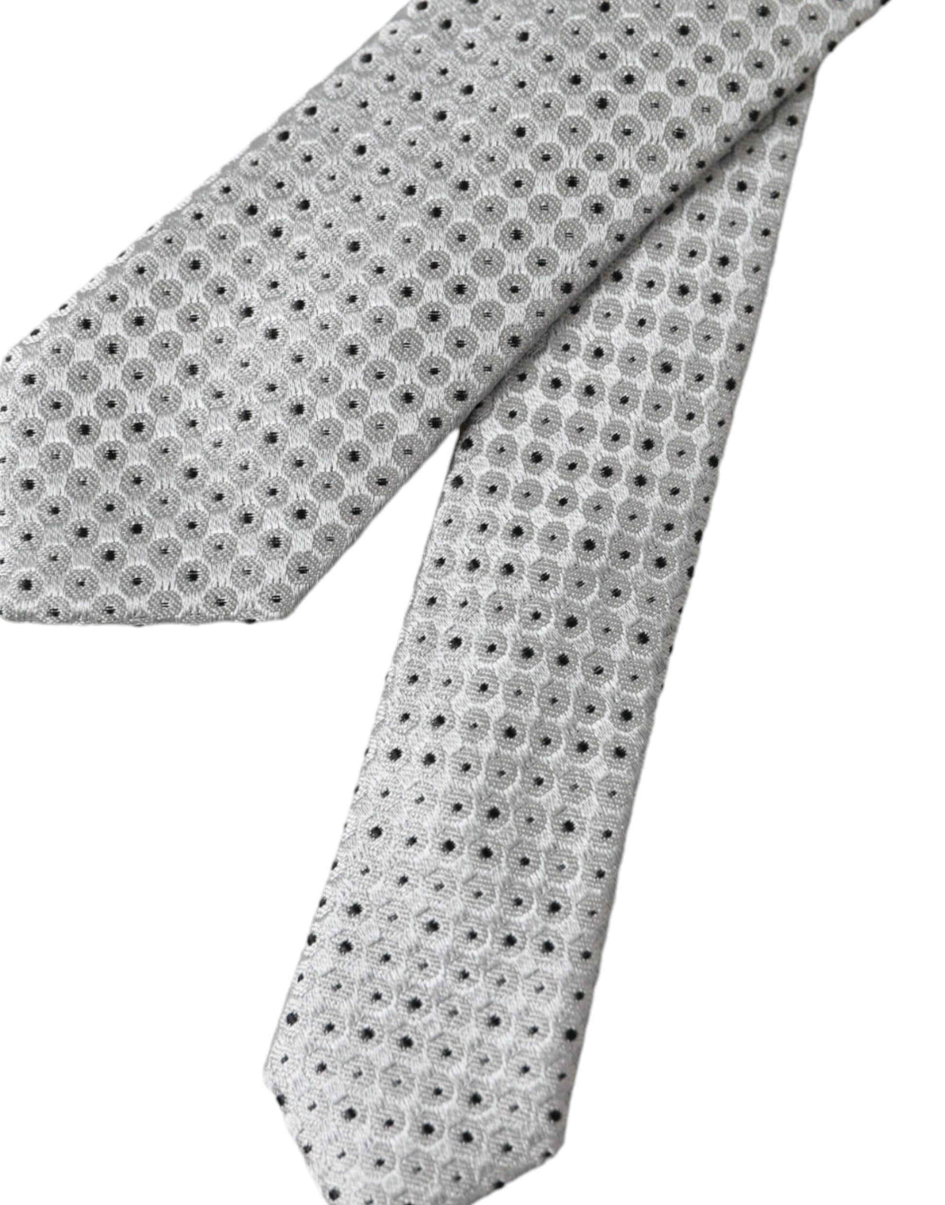 Dolce & Gabbana Light Gray Polka Dot Silk Adjustable Men Tie - ACCEXO