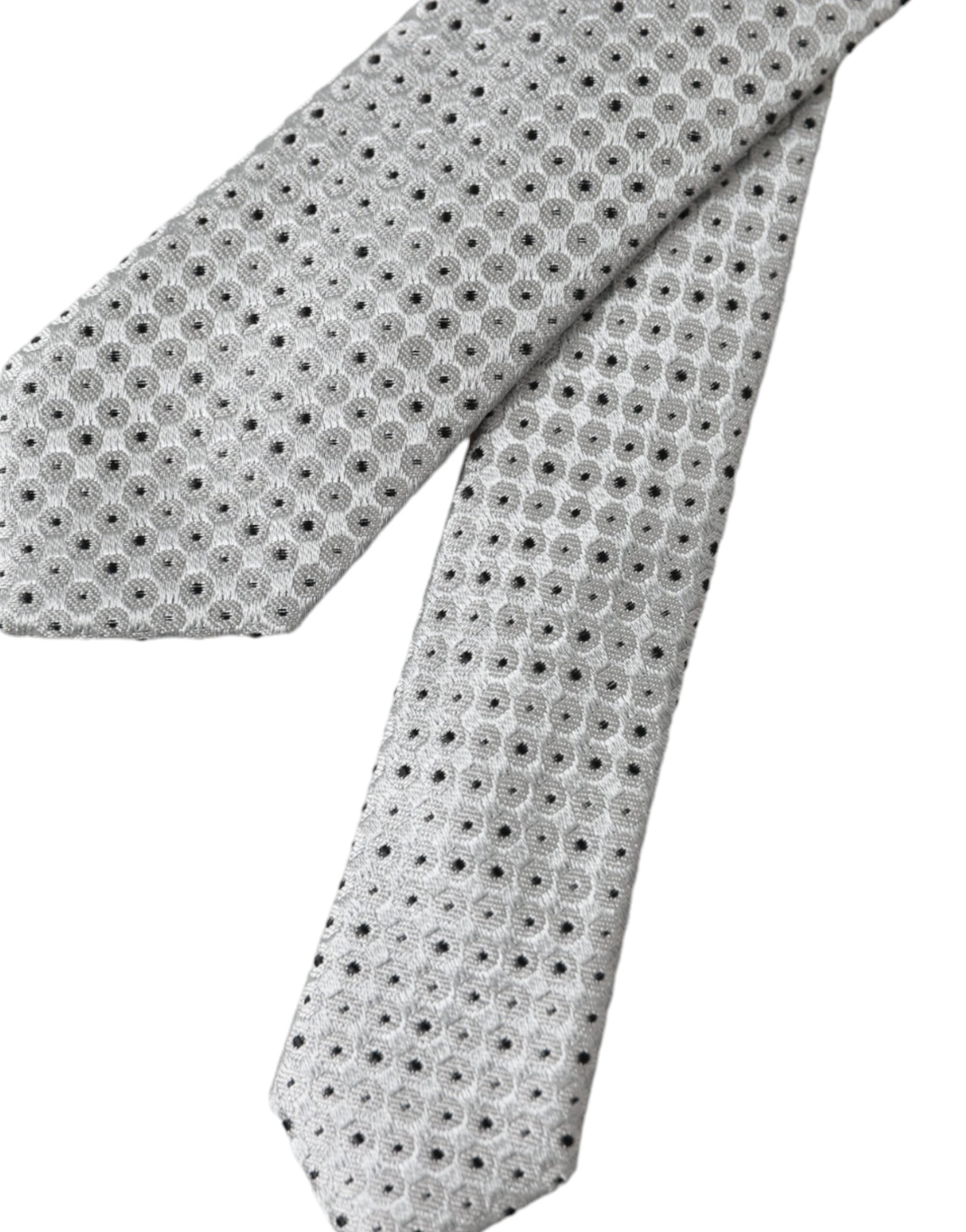 Dolce & Gabbana Light Gray Polka Dot Silk Adjustable Men Tie - ACCEXO