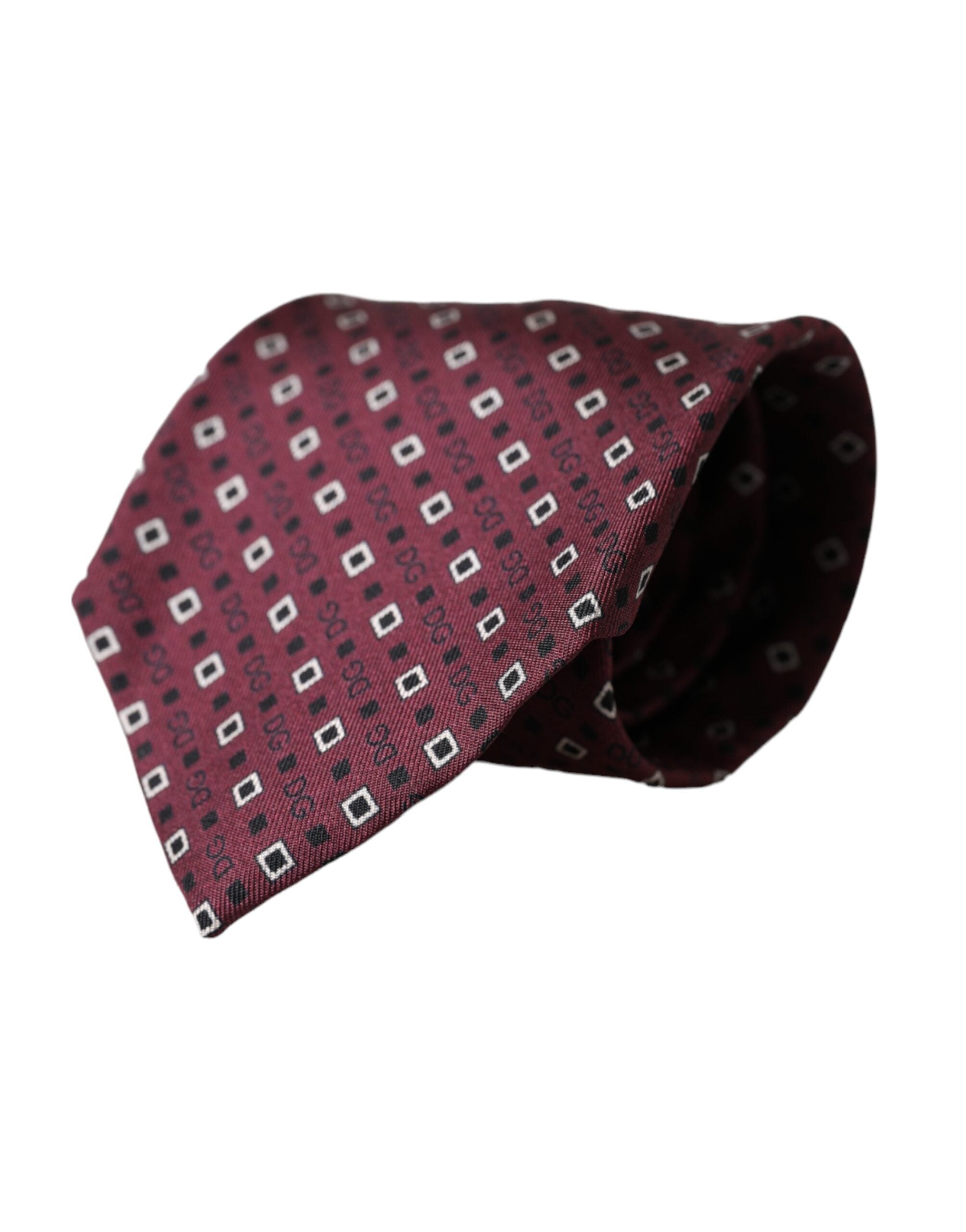 Dolce & Gabbana Maroon Silk Branded Logo Adjustable Men Tie - ACCEXO