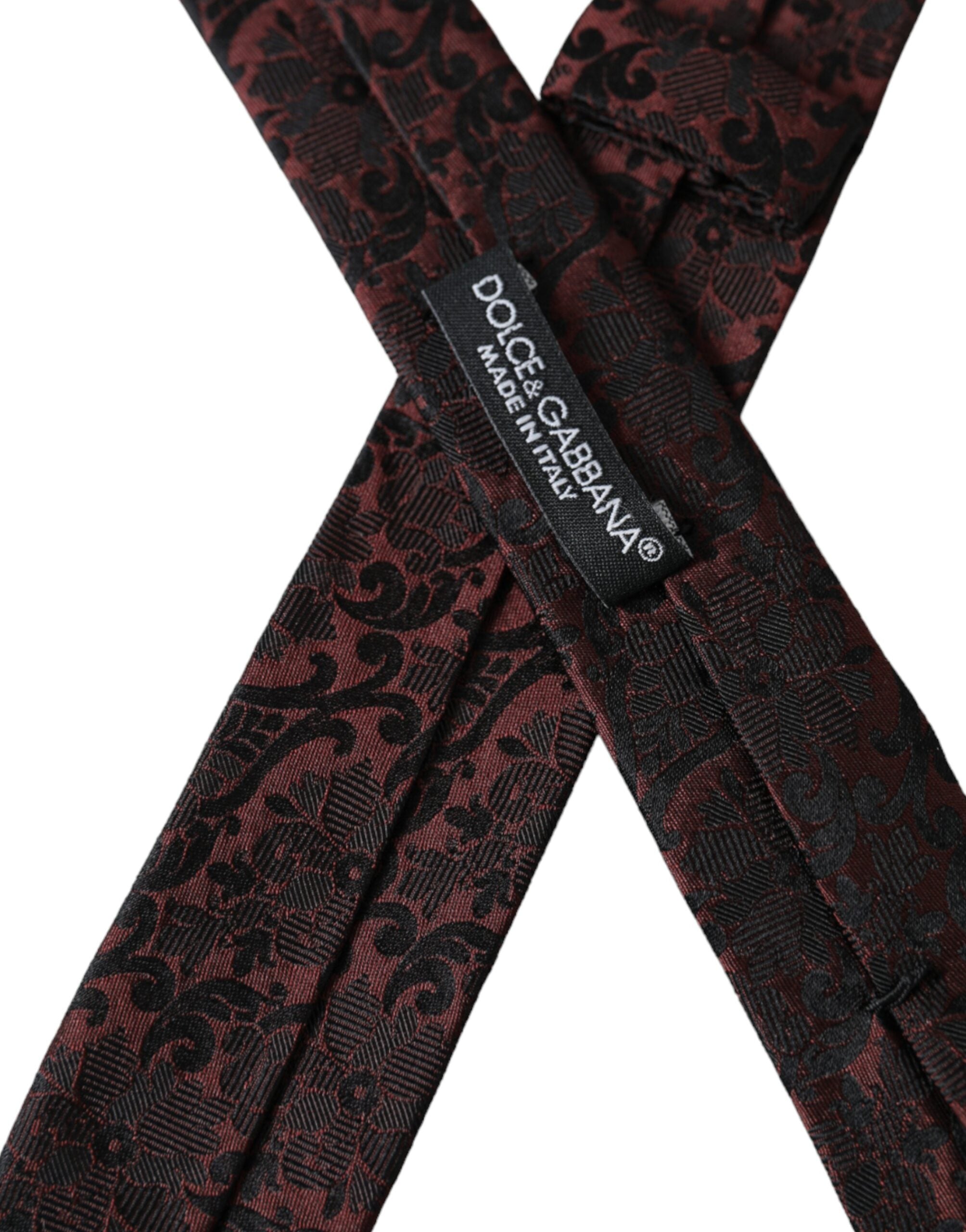 Dolce & Gabbana Maroon Floral Fantasy Silk Adjustable Men Tie - ACCEXO