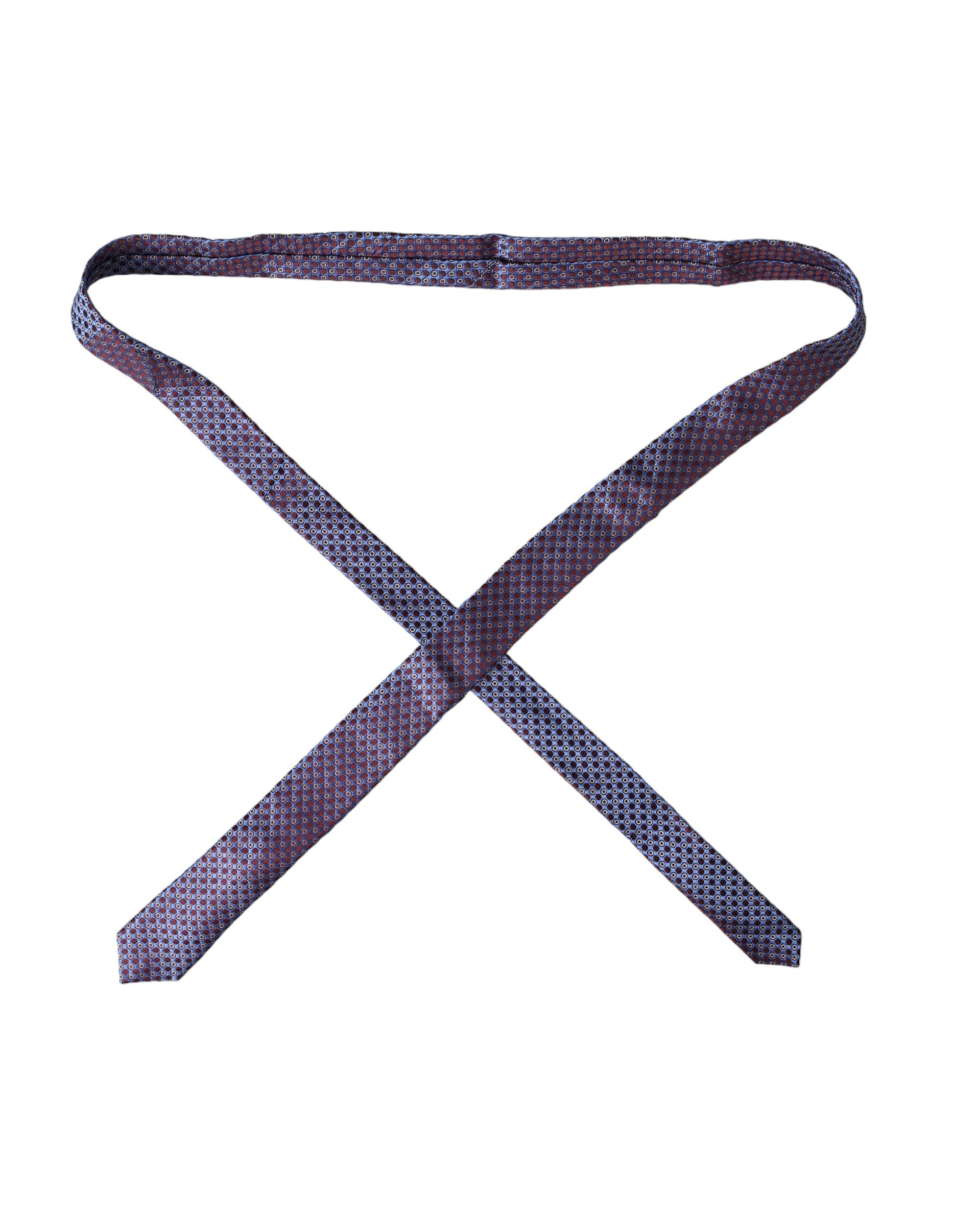 Dolce & Gabbana Blue Purple Patterned Silk Adjustable Men Tie - ACCEXO
